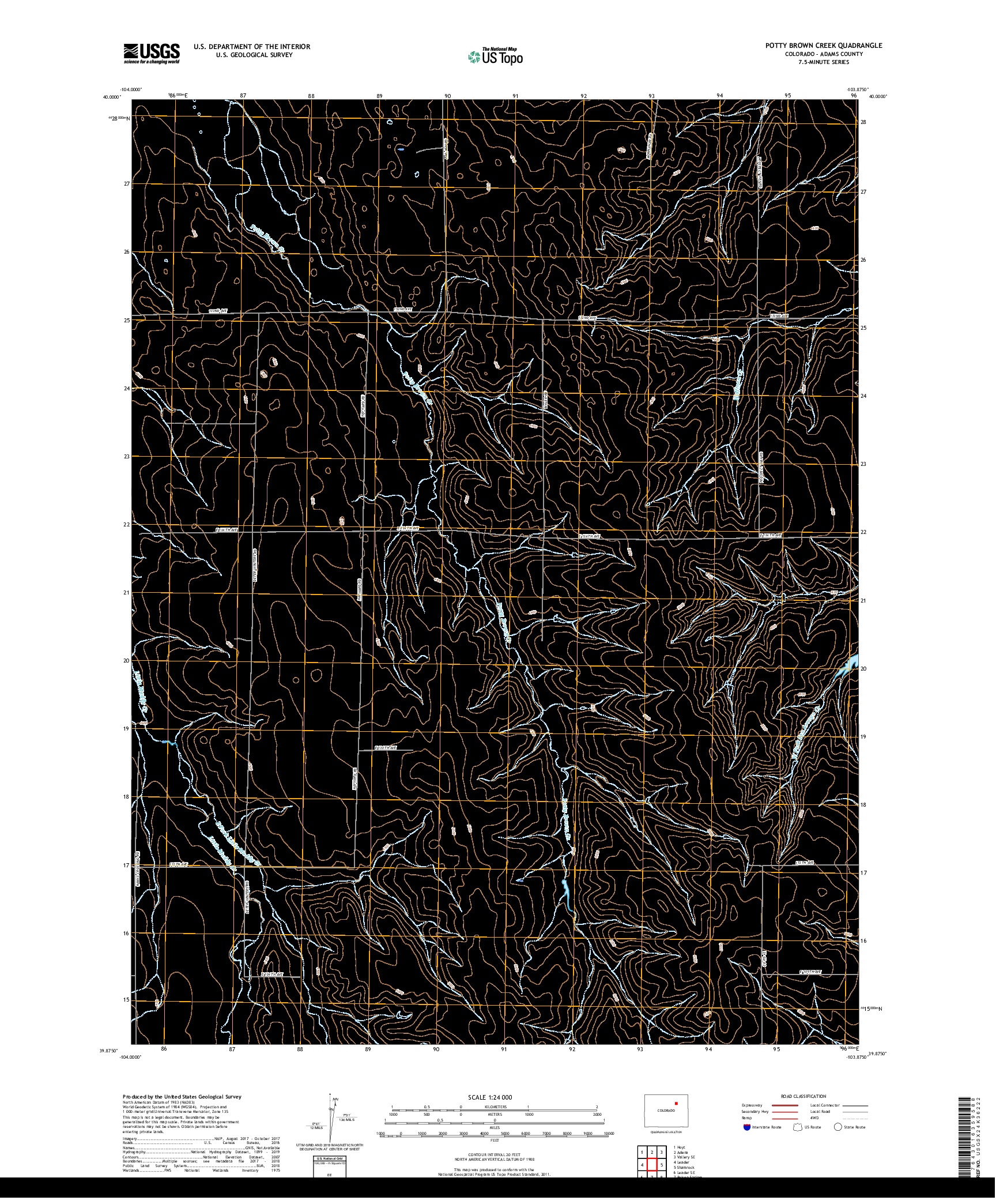 USGS US TOPO 7.5-MINUTE MAP FOR POTTY BROWN CREEK, CO 2019