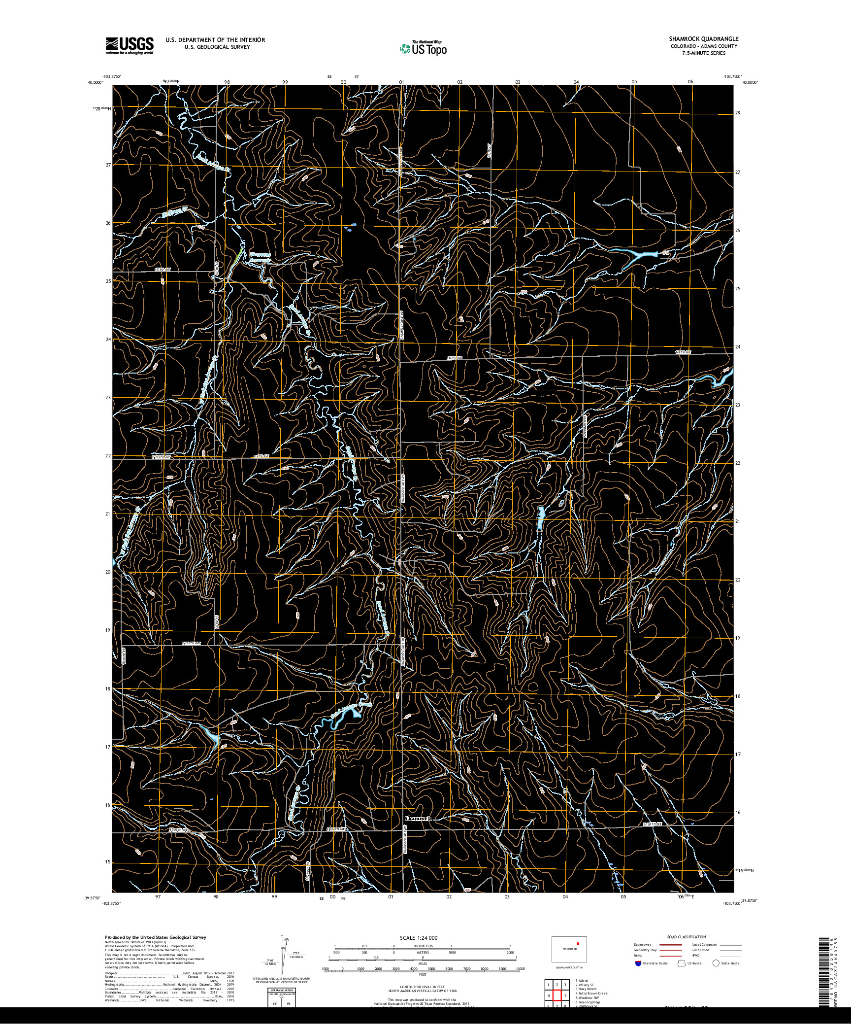 USGS US TOPO 7.5-MINUTE MAP FOR SHAMROCK, CO 2019