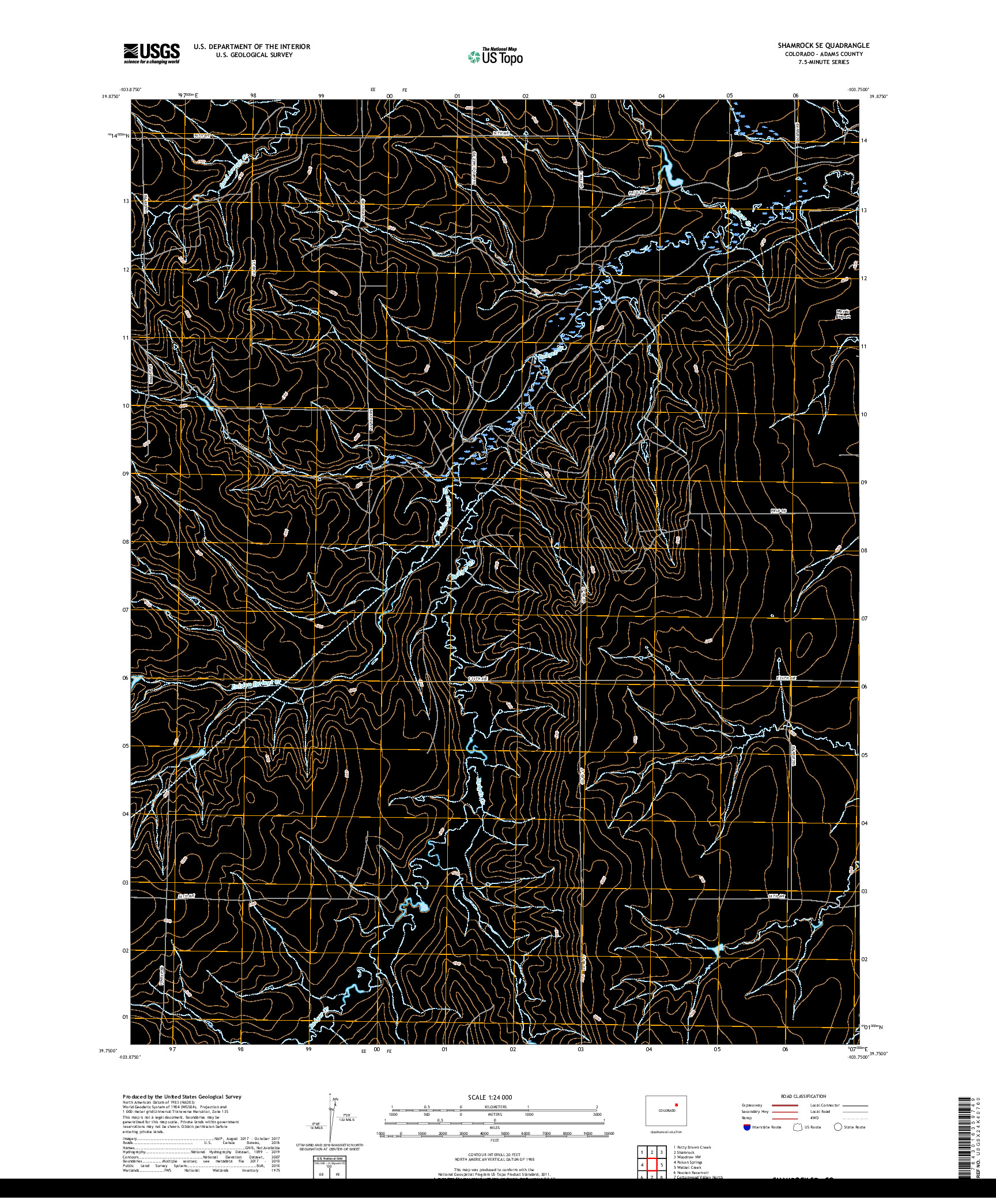 USGS US TOPO 7.5-MINUTE MAP FOR SHAMROCK SE, CO 2019