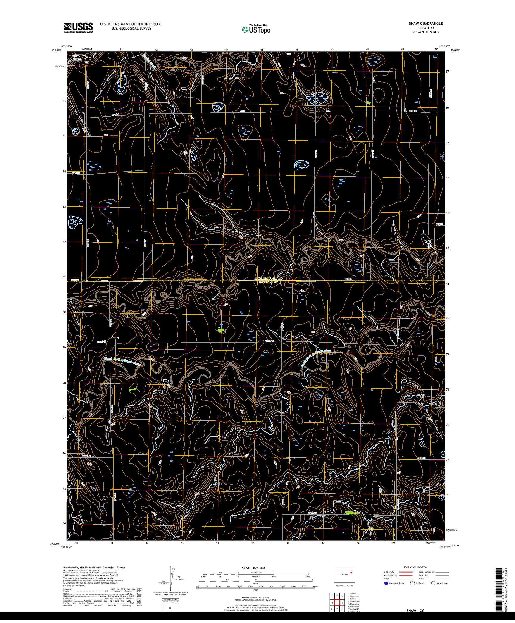 USGS US TOPO 7.5-MINUTE MAP FOR SHAW, CO 2019