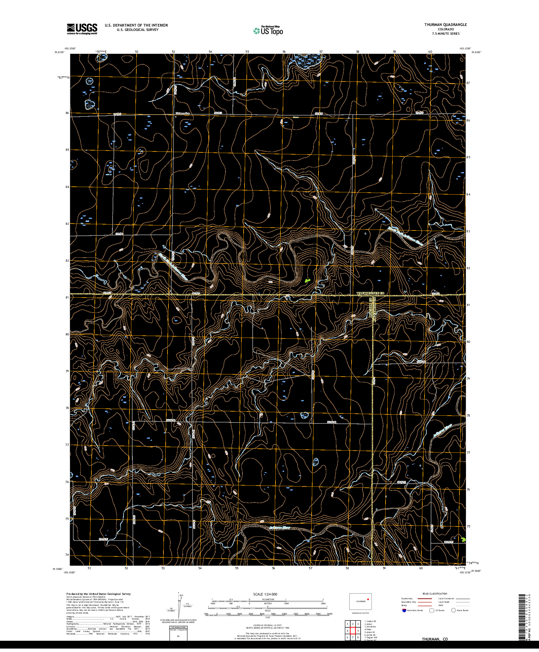 USGS US TOPO 7.5-MINUTE MAP FOR THURMAN, CO 2019