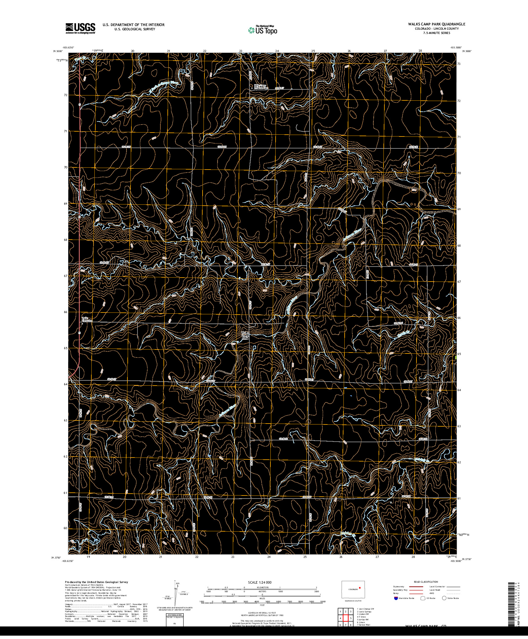 USGS US TOPO 7.5-MINUTE MAP FOR WALKS CAMP PARK, CO 2019