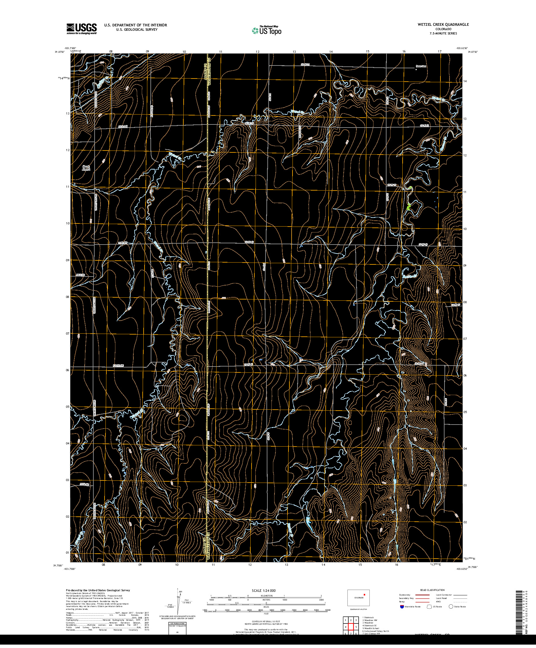 USGS US TOPO 7.5-MINUTE MAP FOR WETZEL CREEK, CO 2019