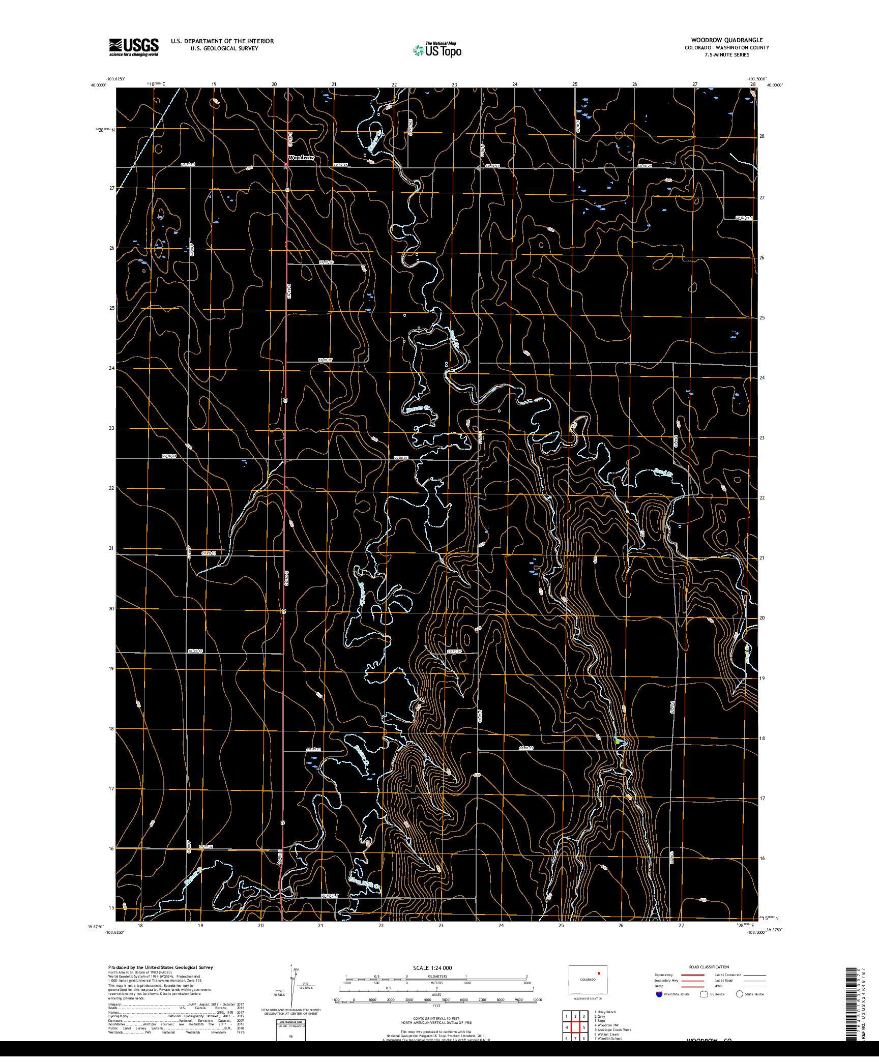 USGS US TOPO 7.5-MINUTE MAP FOR WOODROW, CO 2019