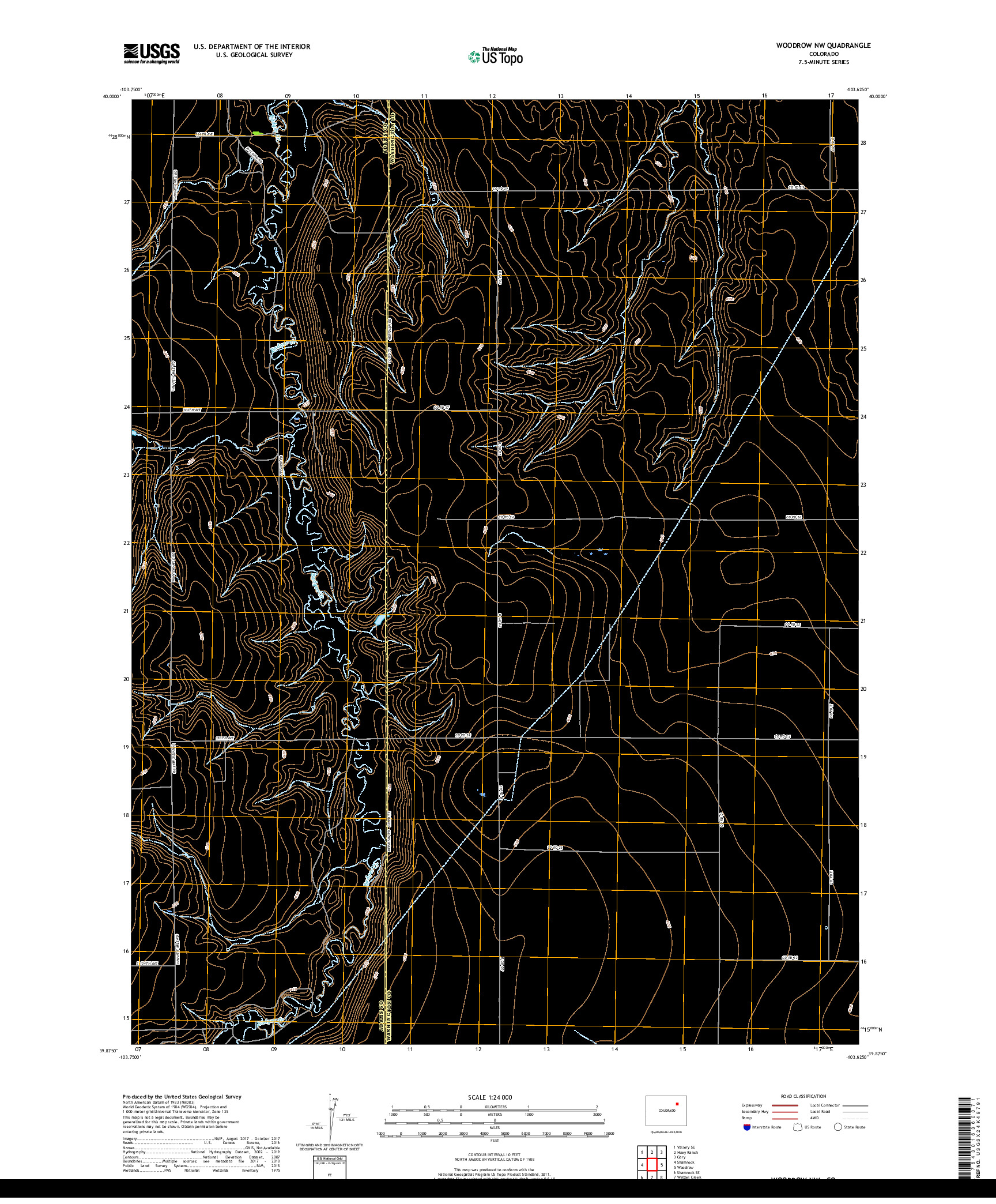 USGS US TOPO 7.5-MINUTE MAP FOR WOODROW NW, CO 2019