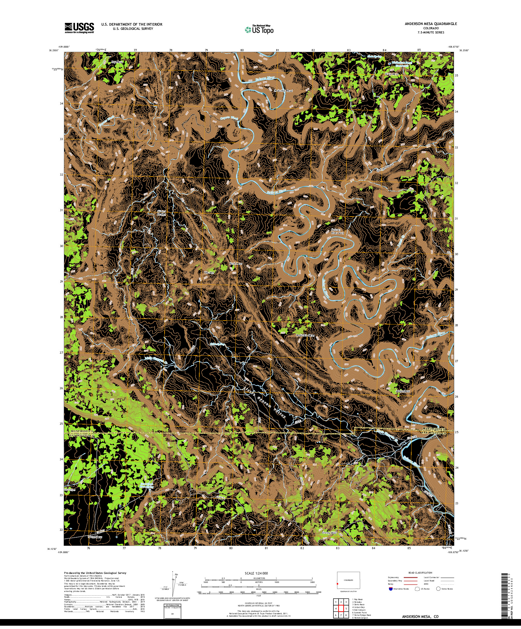 USGS US TOPO 7.5-MINUTE MAP FOR ANDERSON MESA, CO 2019