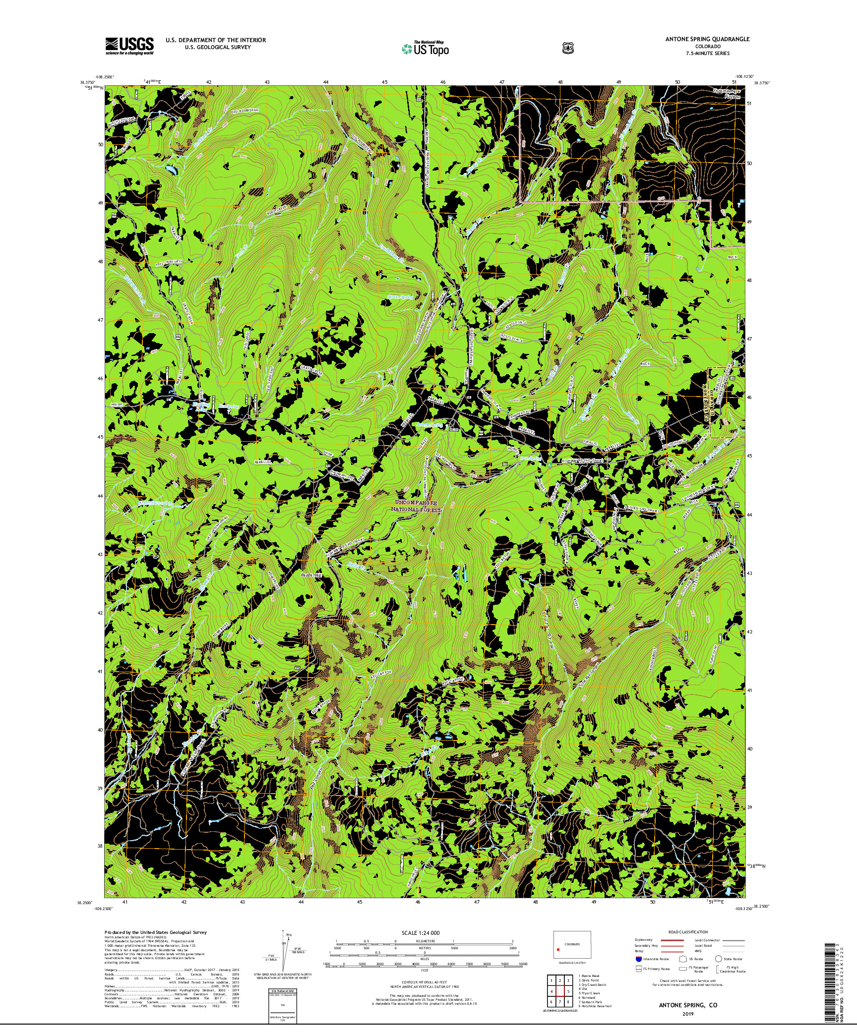 USGS US TOPO 7.5-MINUTE MAP FOR ANTONE SPRING, CO 2019