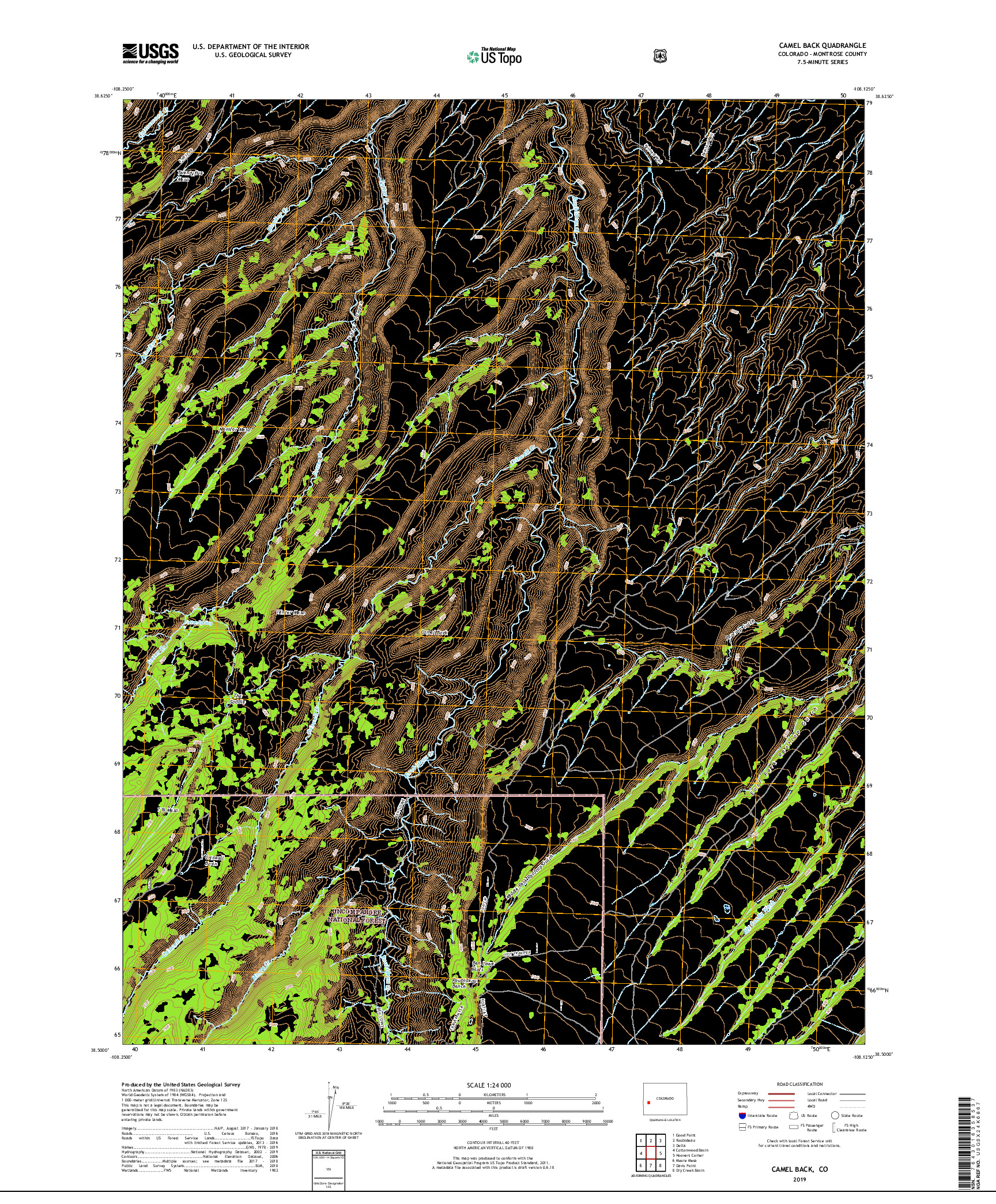 USGS US TOPO 7.5-MINUTE MAP FOR CAMEL BACK, CO 2019