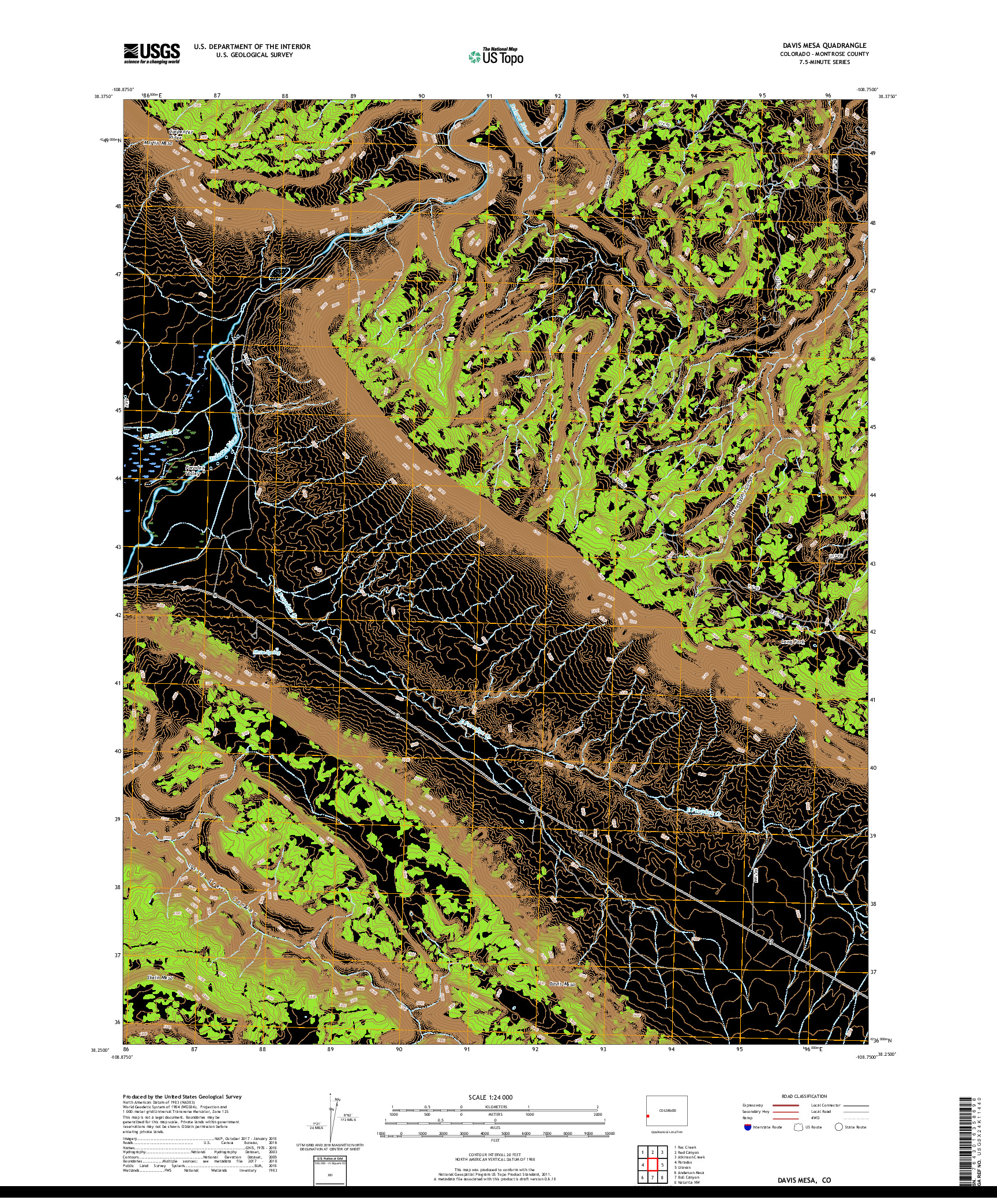 USGS US TOPO 7.5-MINUTE MAP FOR DAVIS MESA, CO 2019