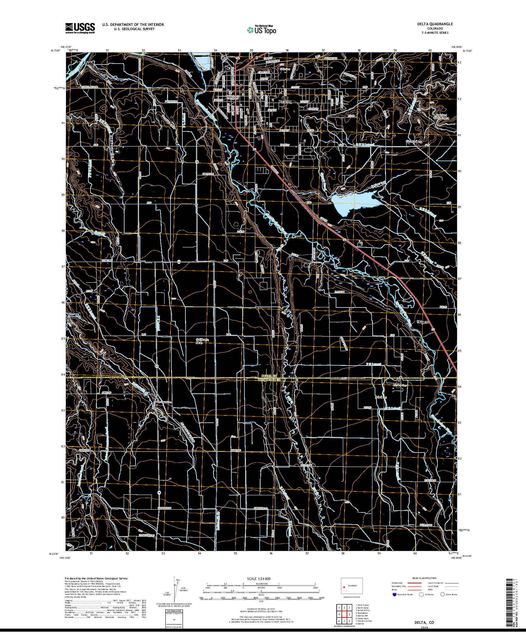 USGS US TOPO 7.5-MINUTE MAP FOR DELTA, CO 2019