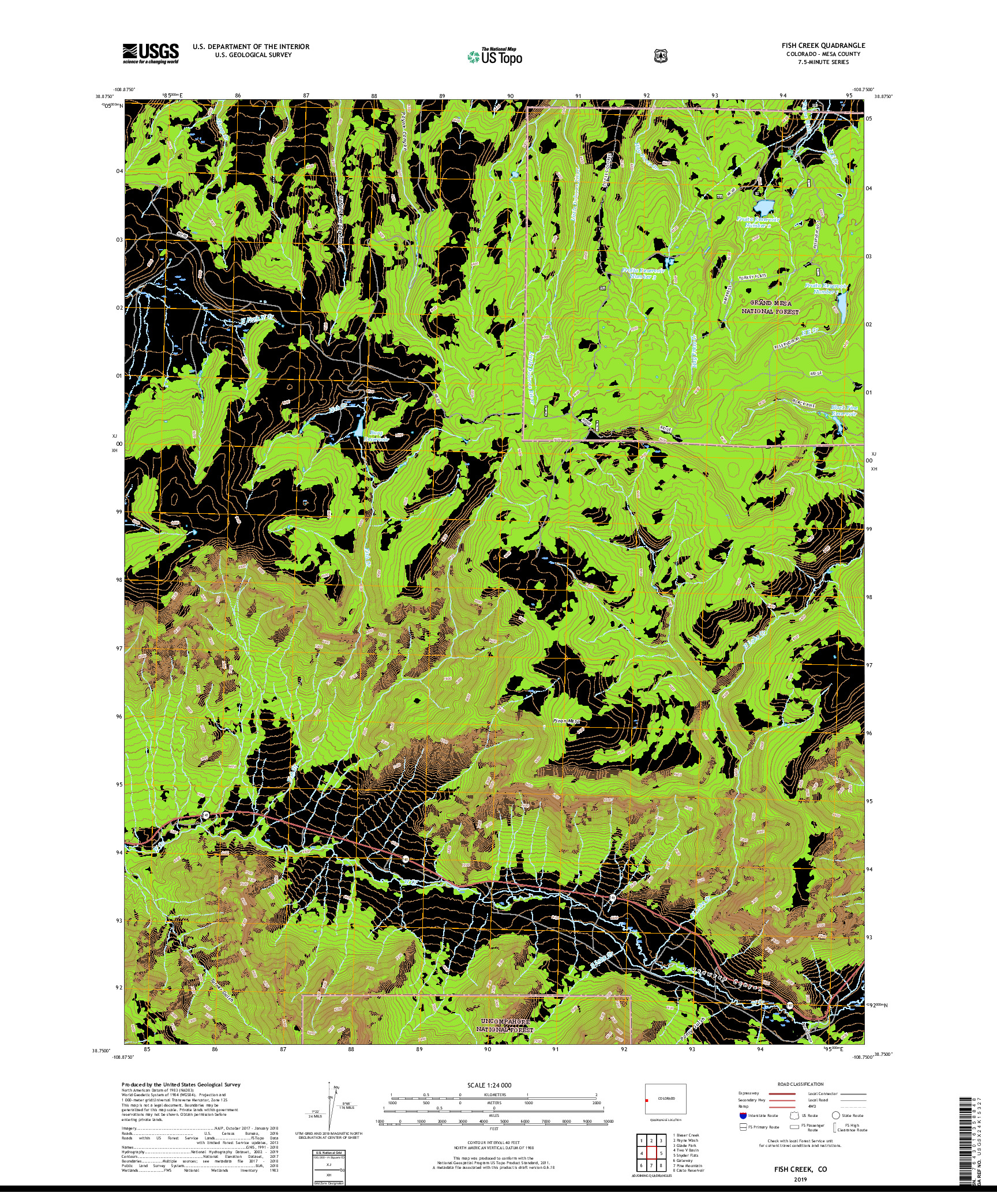 USGS US TOPO 7.5-MINUTE MAP FOR FISH CREEK, CO 2019