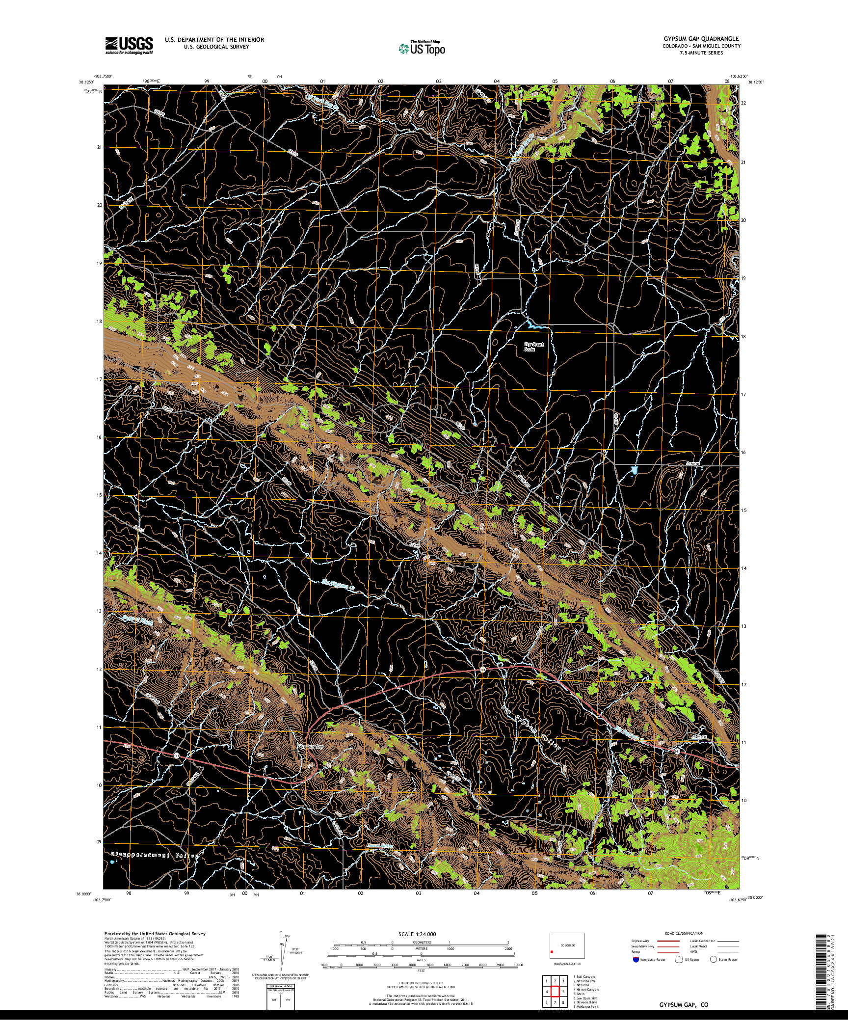 USGS US TOPO 7.5-MINUTE MAP FOR GYPSUM GAP, CO 2019