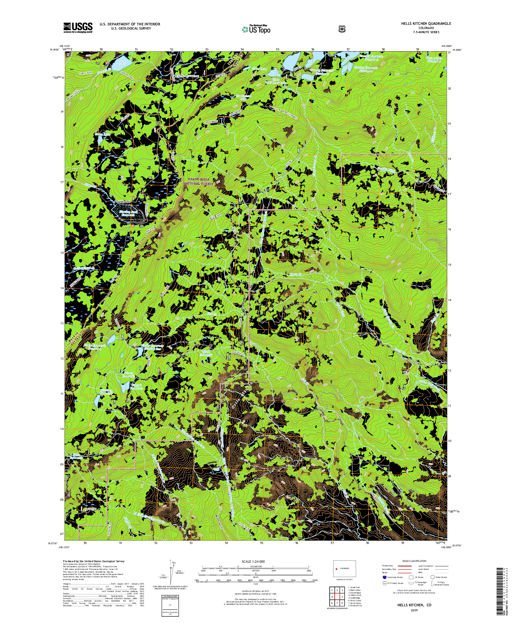 USGS US TOPO 7.5-MINUTE MAP FOR HELLS KITCHEN, CO 2019