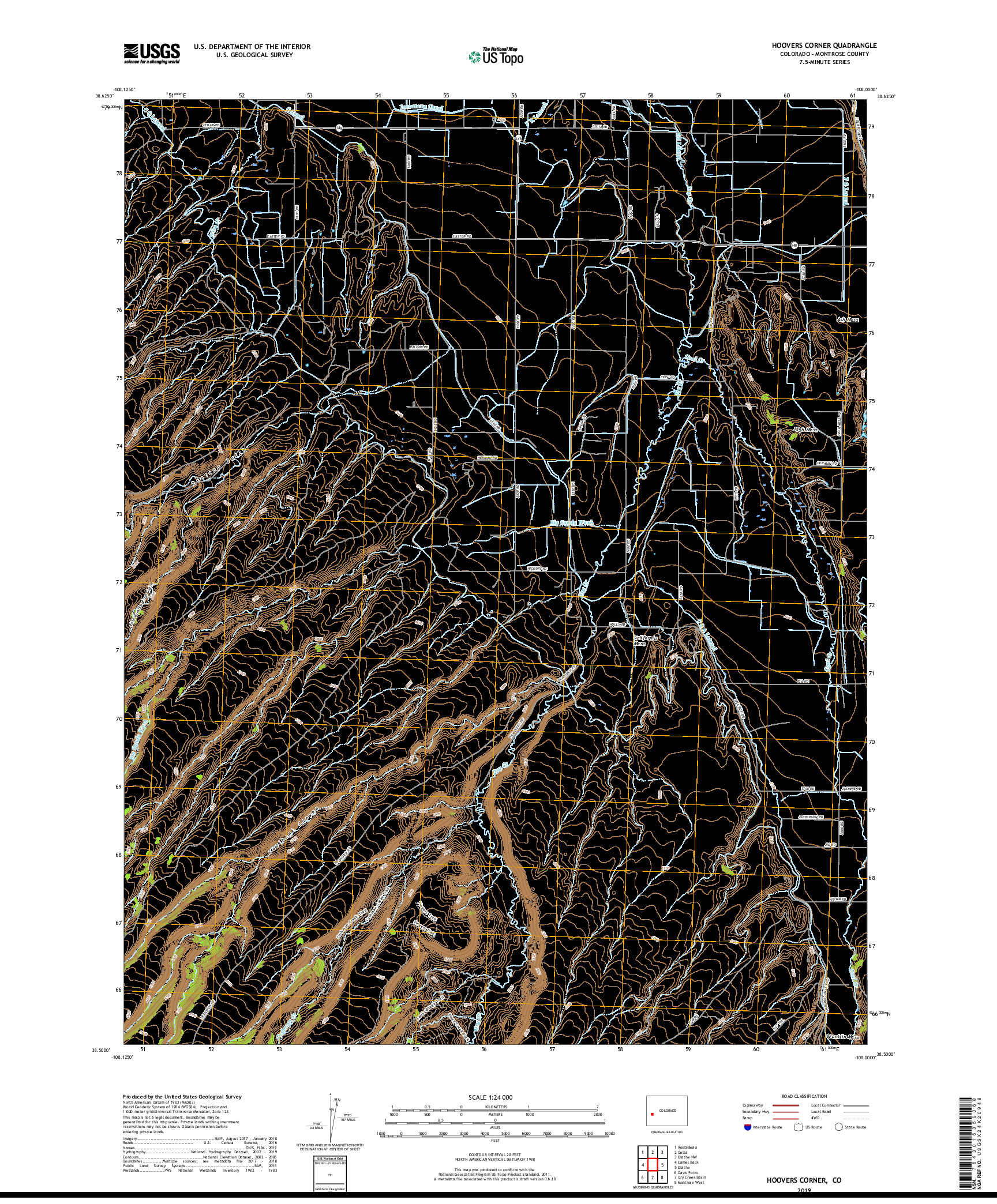 USGS US TOPO 7.5-MINUTE MAP FOR HOOVERS CORNER, CO 2019