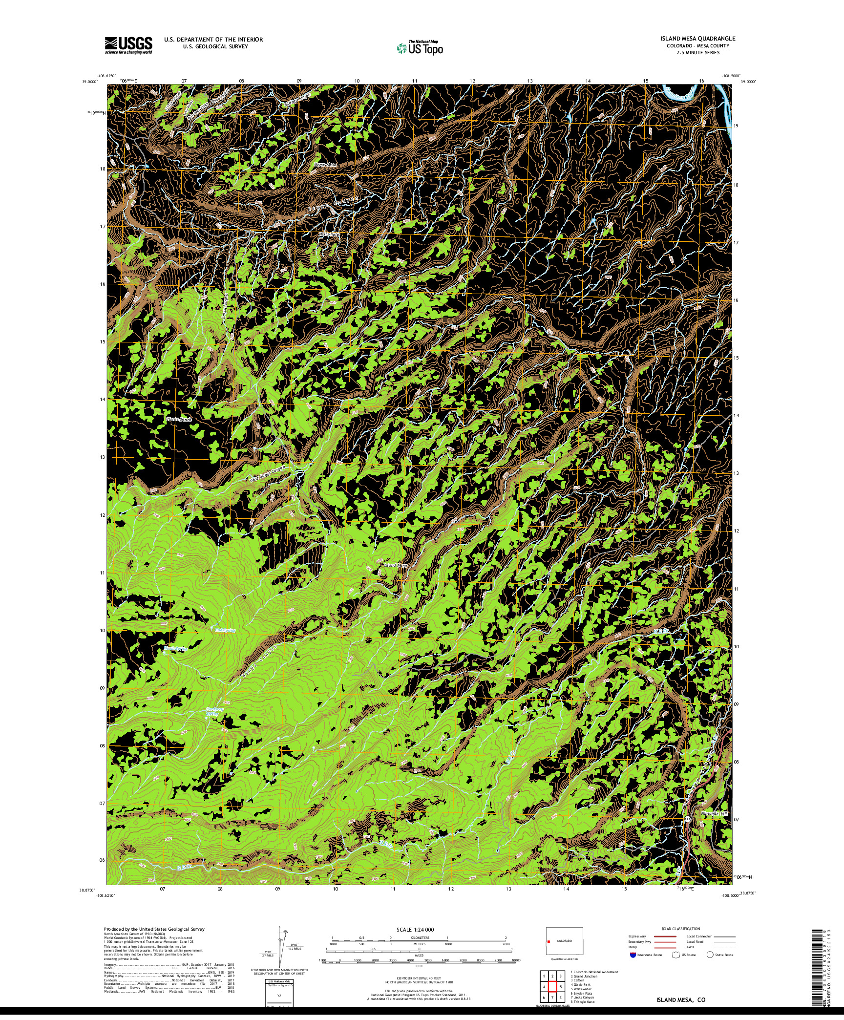 USGS US TOPO 7.5-MINUTE MAP FOR ISLAND MESA, CO 2019