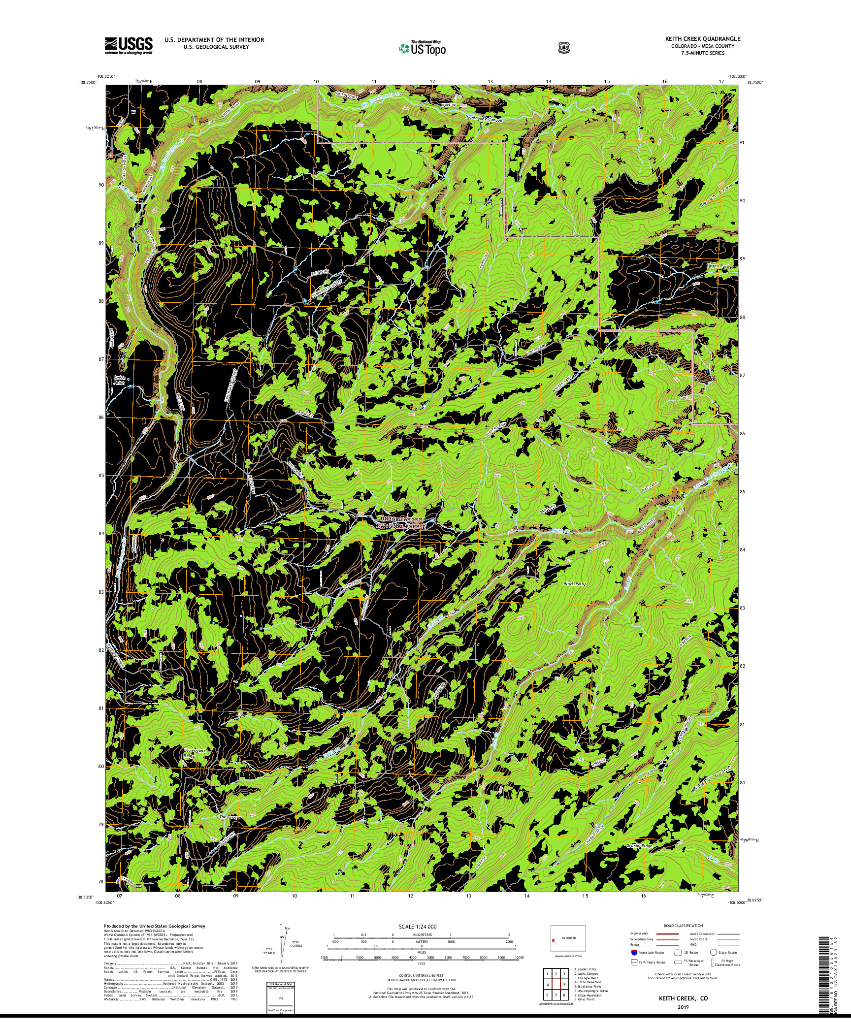 USGS US TOPO 7.5-MINUTE MAP FOR KEITH CREEK, CO 2019