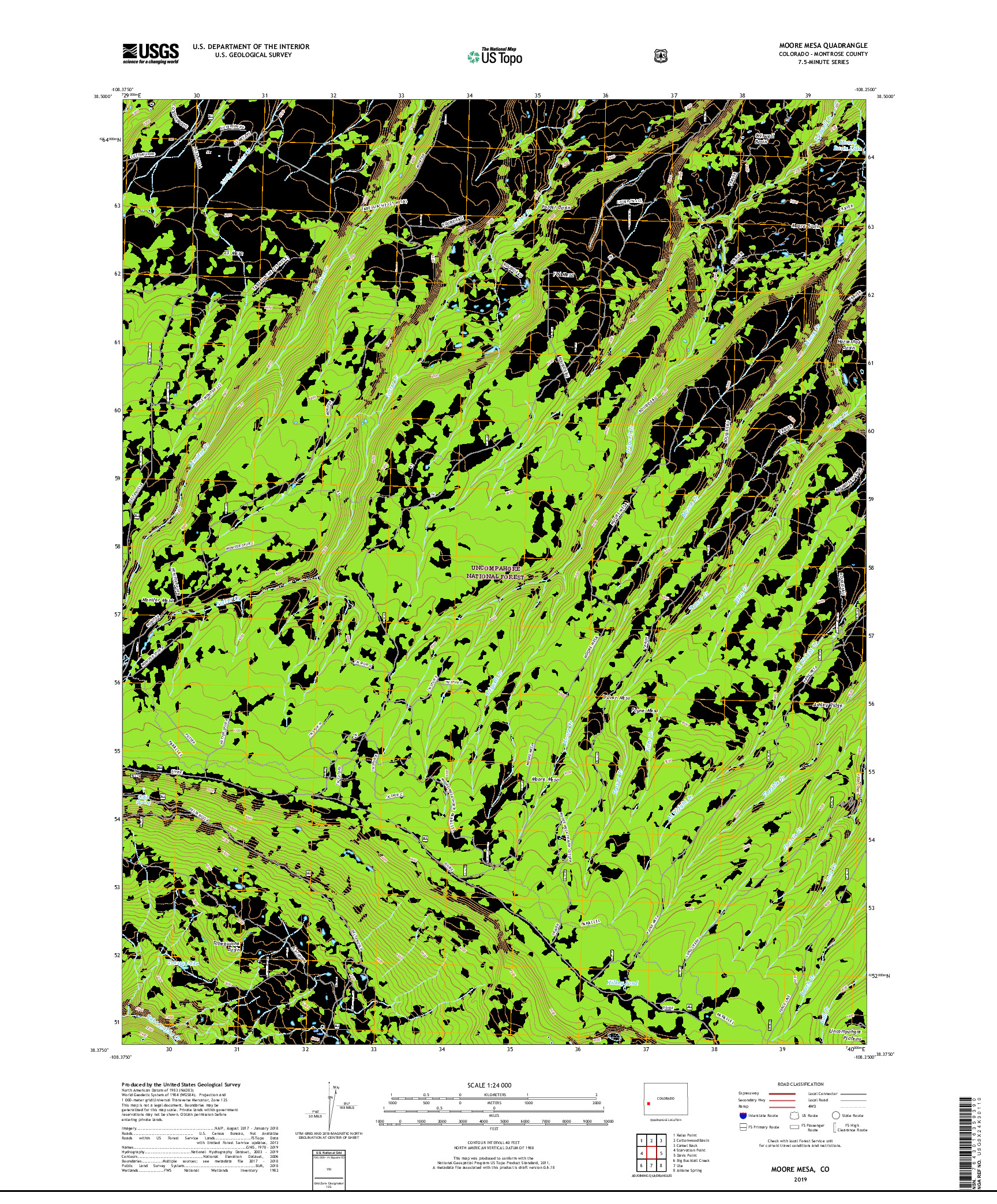 USGS US TOPO 7.5-MINUTE MAP FOR MOORE MESA, CO 2019