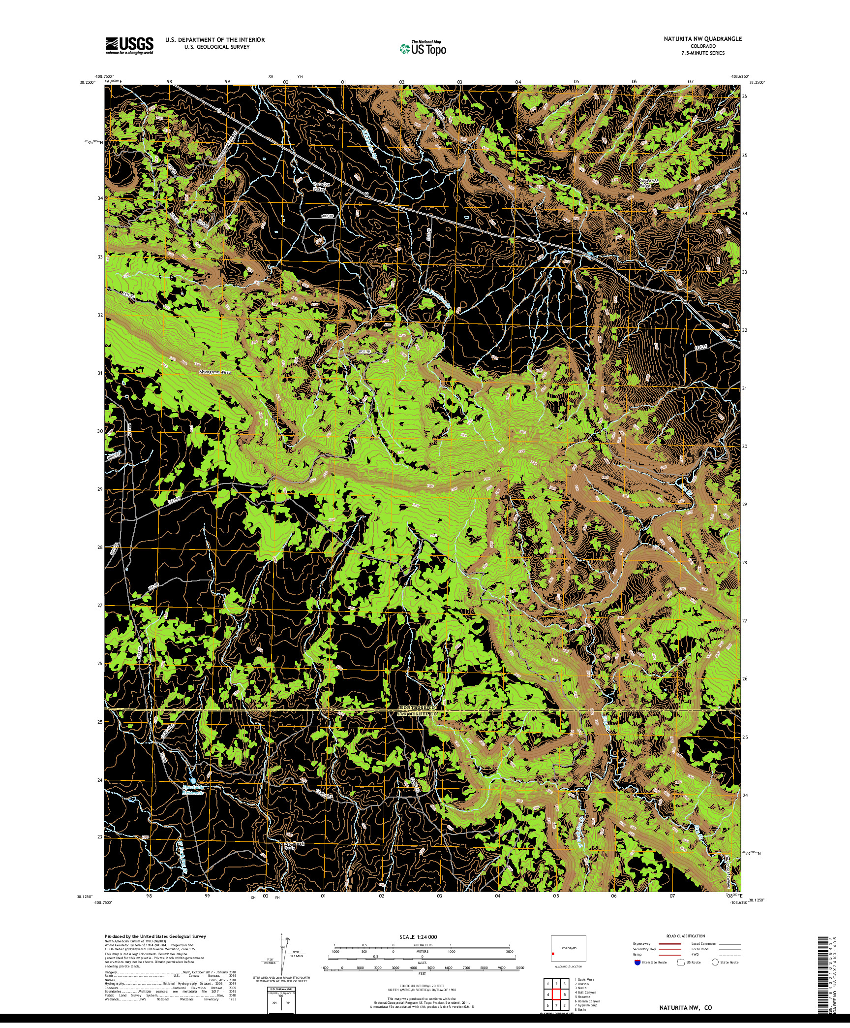 USGS US TOPO 7.5-MINUTE MAP FOR NATURITA NW, CO 2019