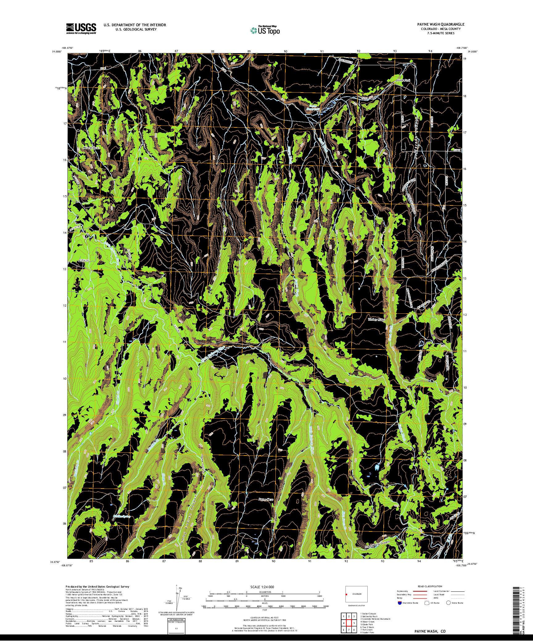 USGS US TOPO 7.5-MINUTE MAP FOR PAYNE WASH, CO 2019