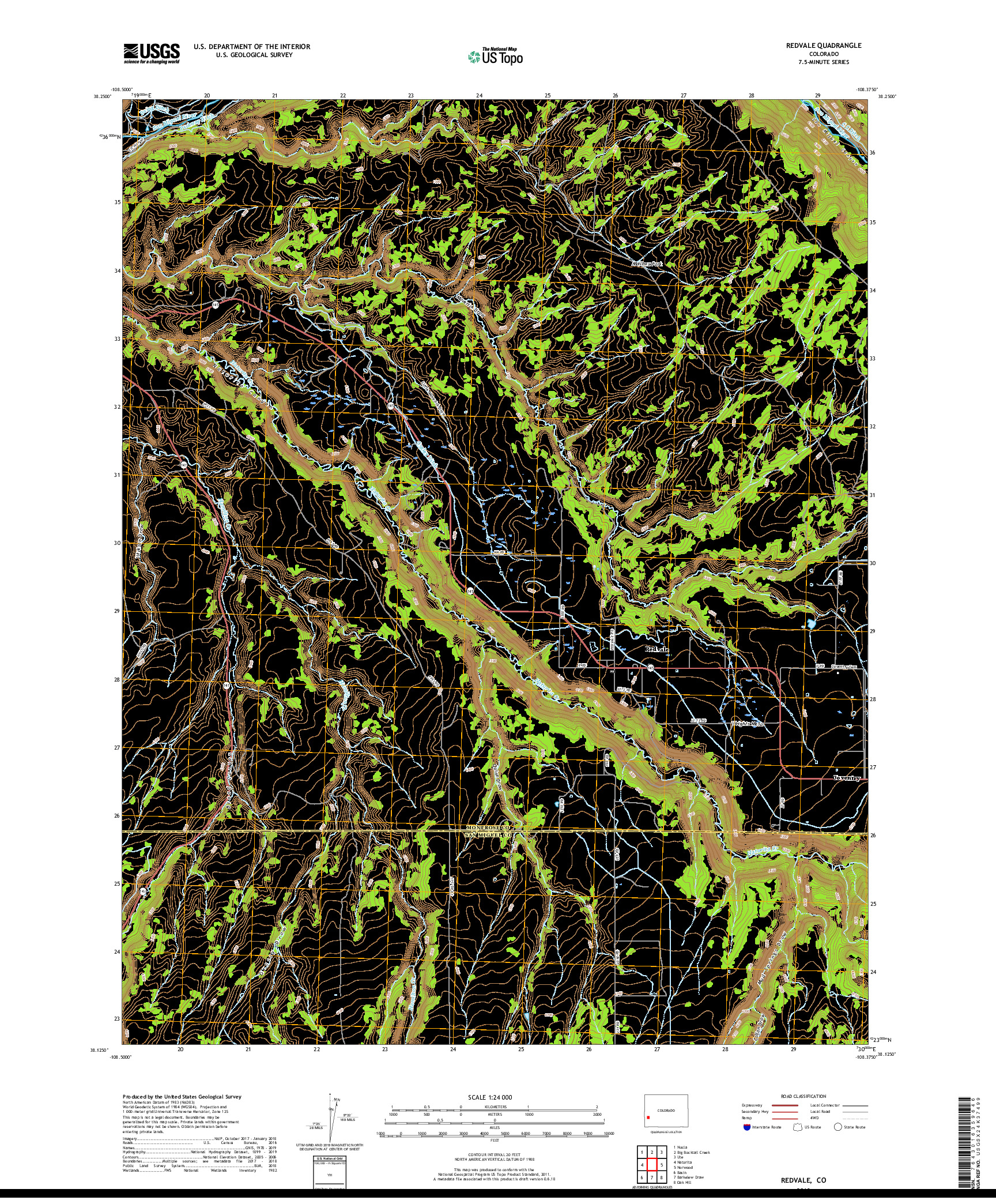 USGS US TOPO 7.5-MINUTE MAP FOR REDVALE, CO 2019