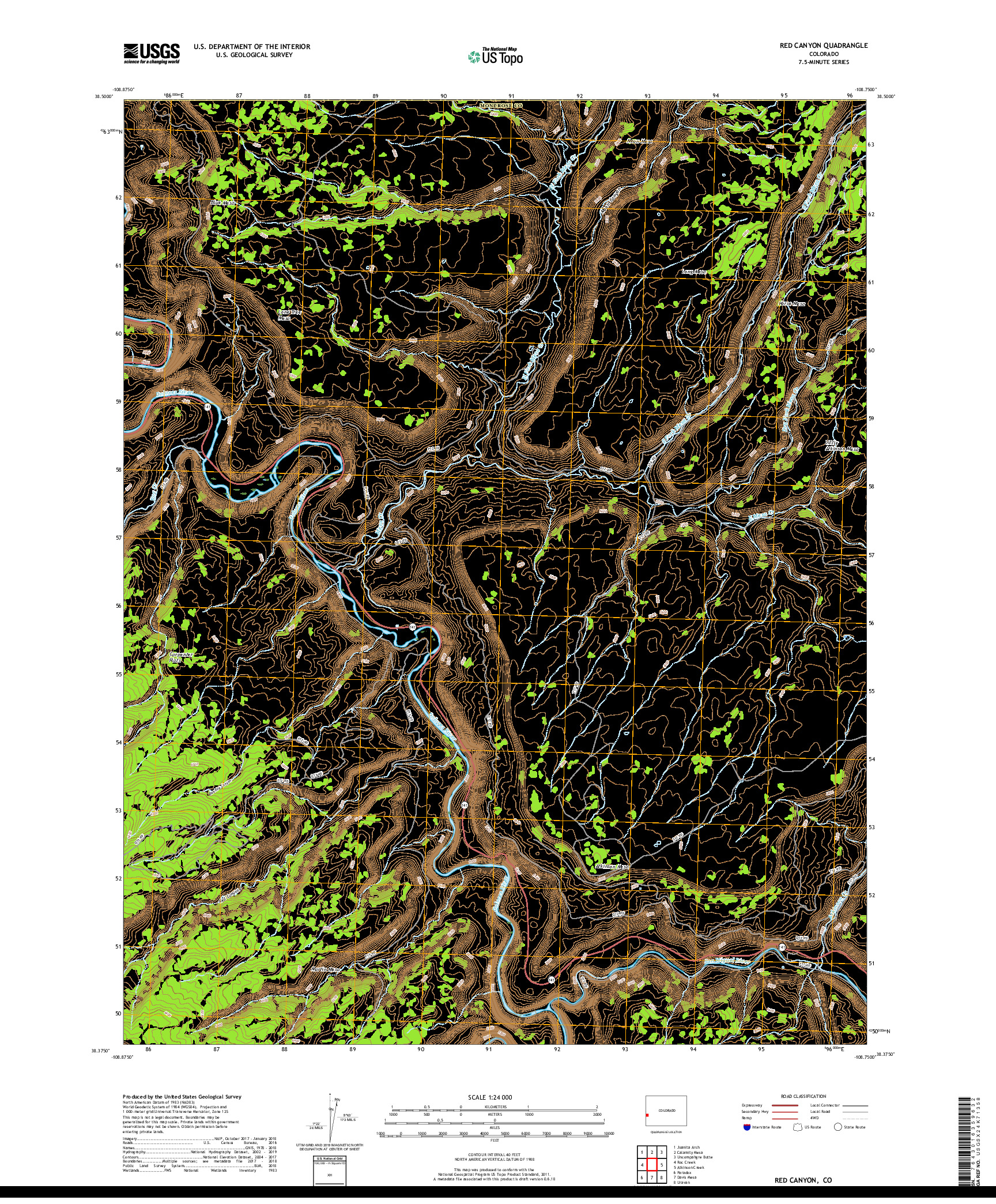 USGS US TOPO 7.5-MINUTE MAP FOR RED CANYON, CO 2019