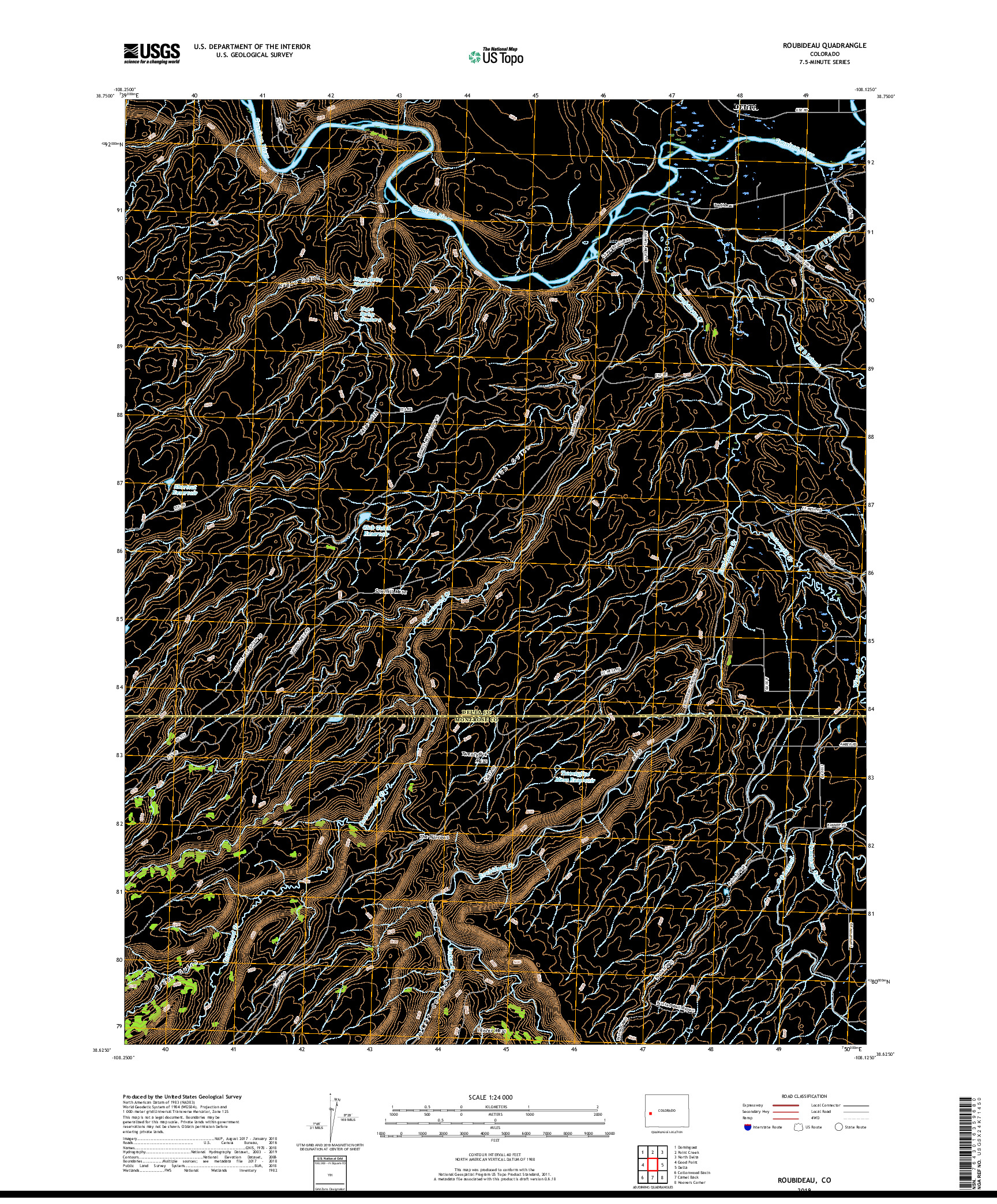 USGS US TOPO 7.5-MINUTE MAP FOR ROUBIDEAU, CO 2019