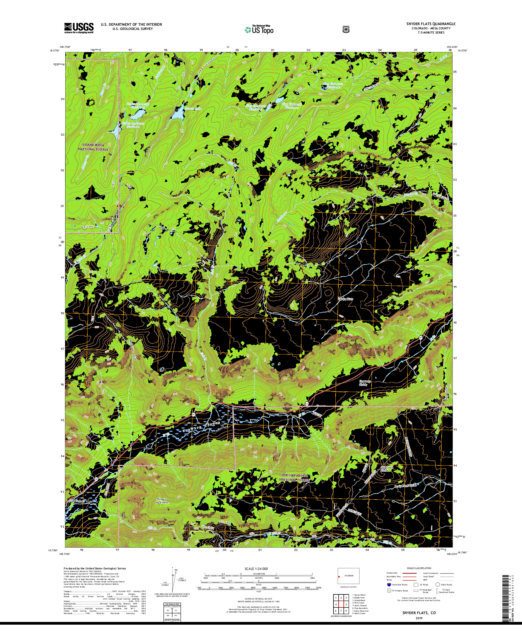 USGS US TOPO 7.5-MINUTE MAP FOR SNYDER FLATS, CO 2019