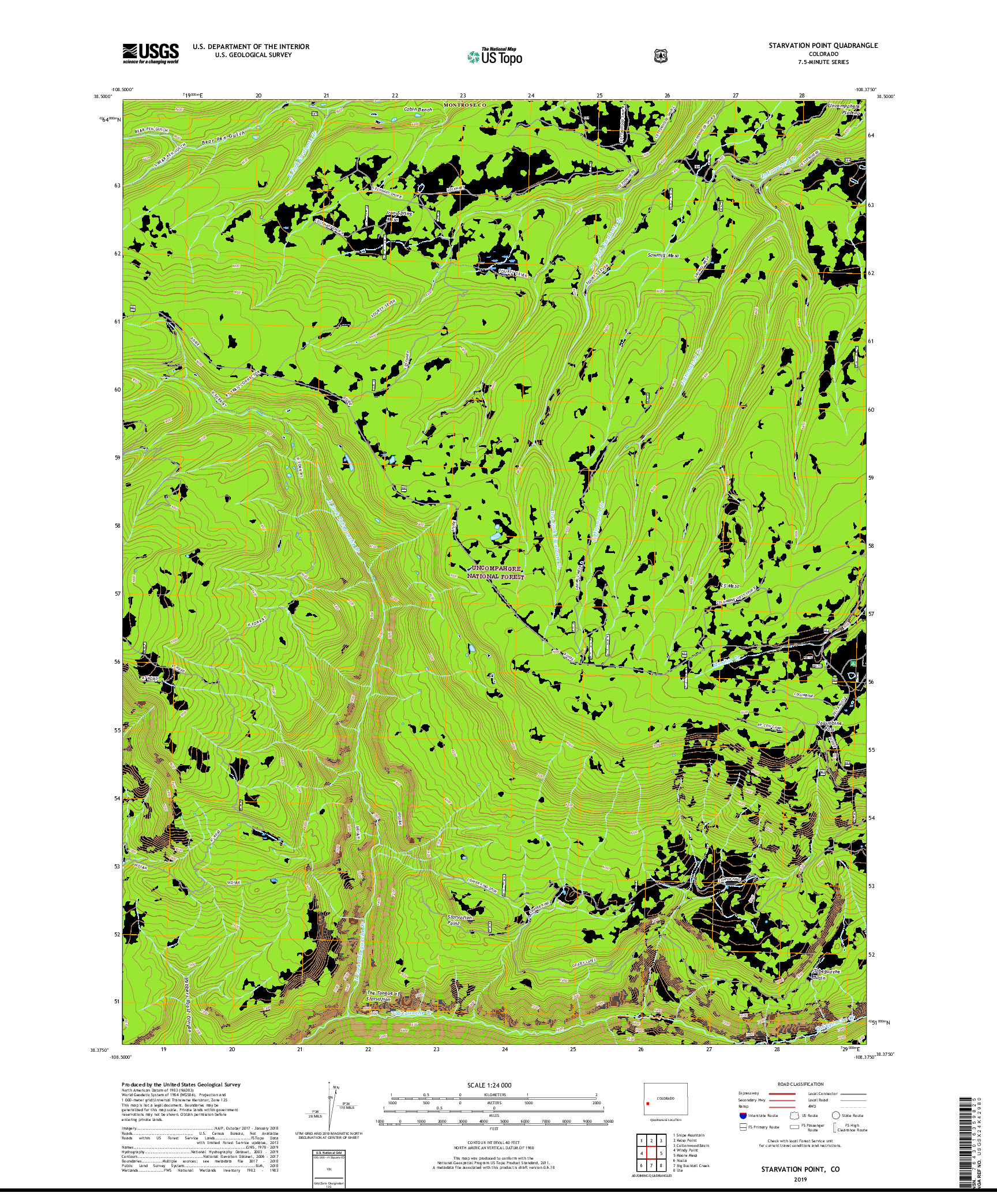 USGS US TOPO 7.5-MINUTE MAP FOR STARVATION POINT, CO 2019