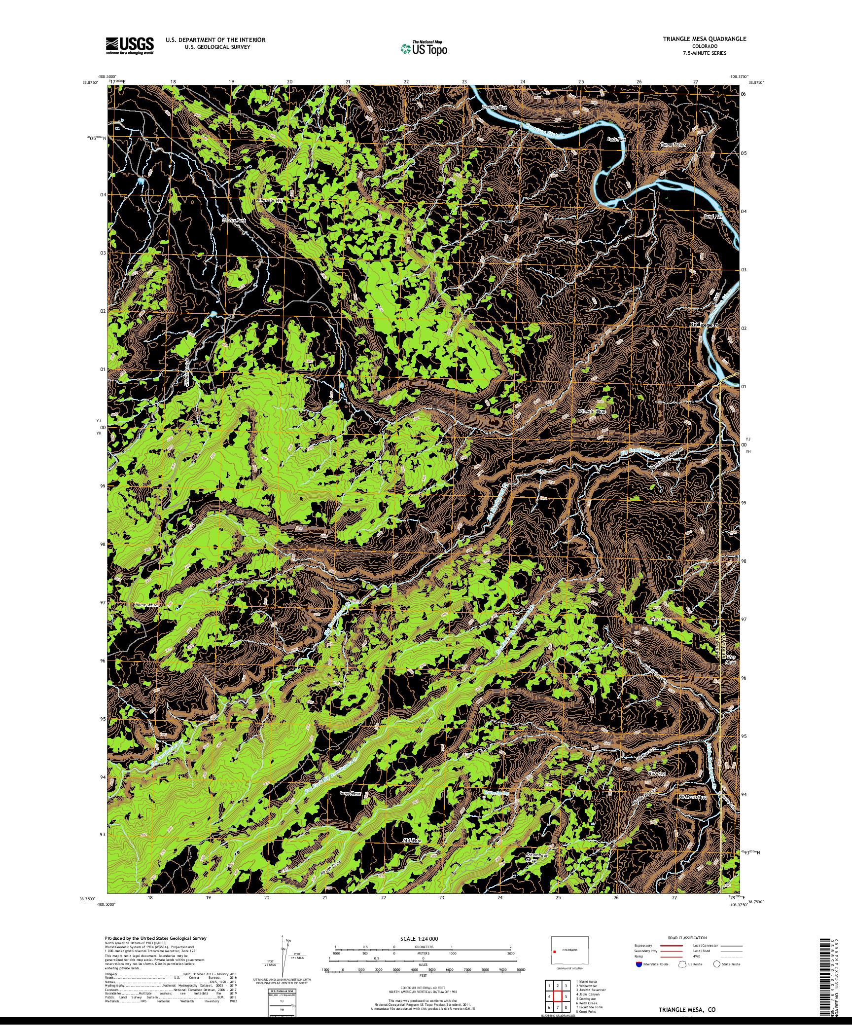 USGS US TOPO 7.5-MINUTE MAP FOR TRIANGLE MESA, CO 2019