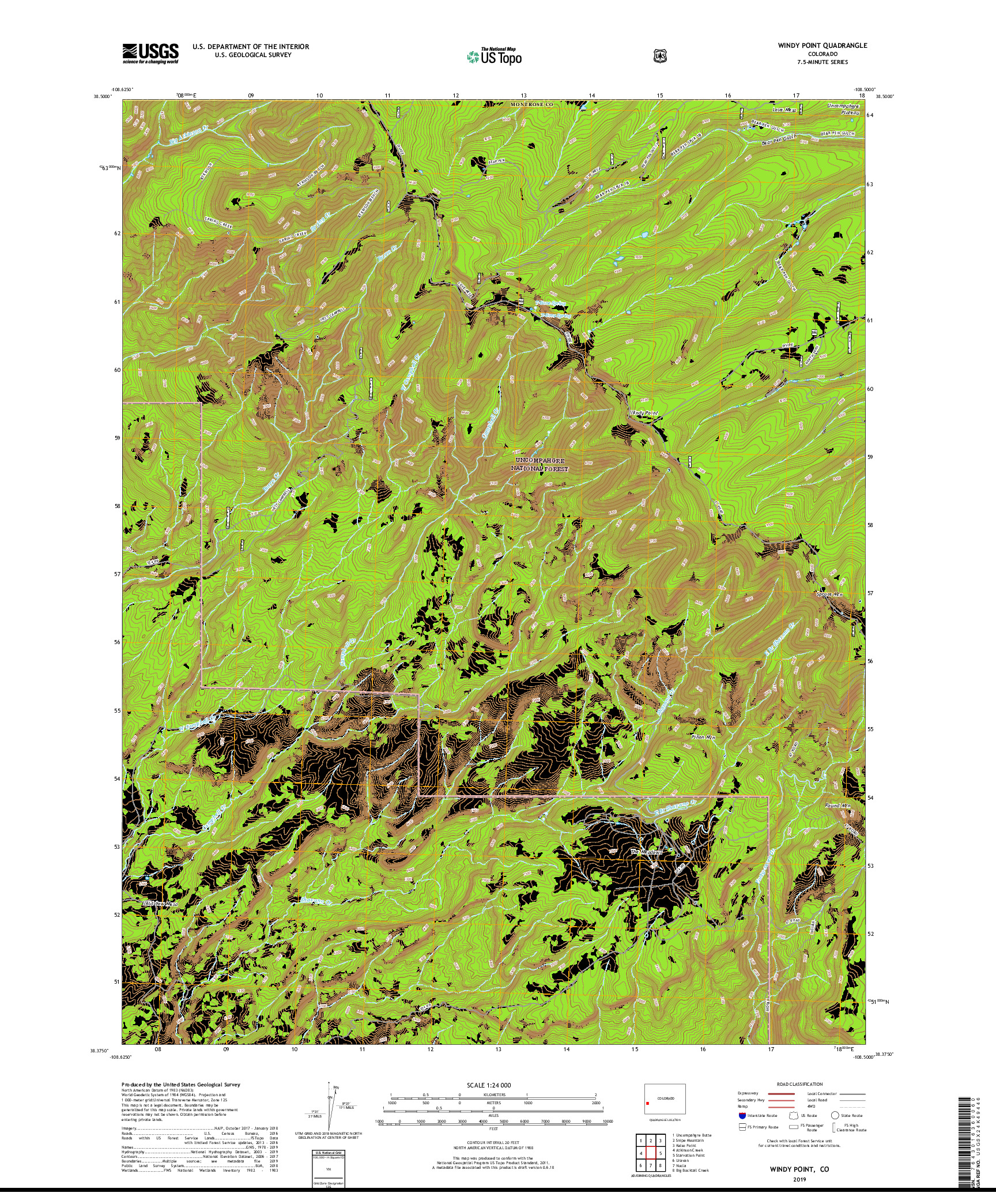 USGS US TOPO 7.5-MINUTE MAP FOR WINDY POINT, CO 2019