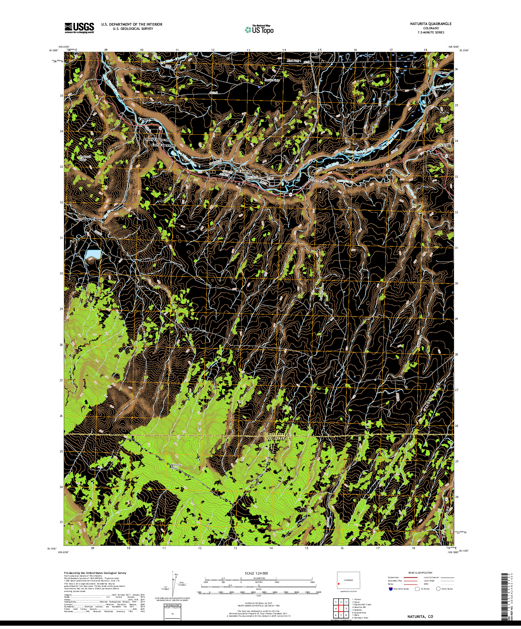 USGS US TOPO 7.5-MINUTE MAP FOR NATURITA, CO 2019