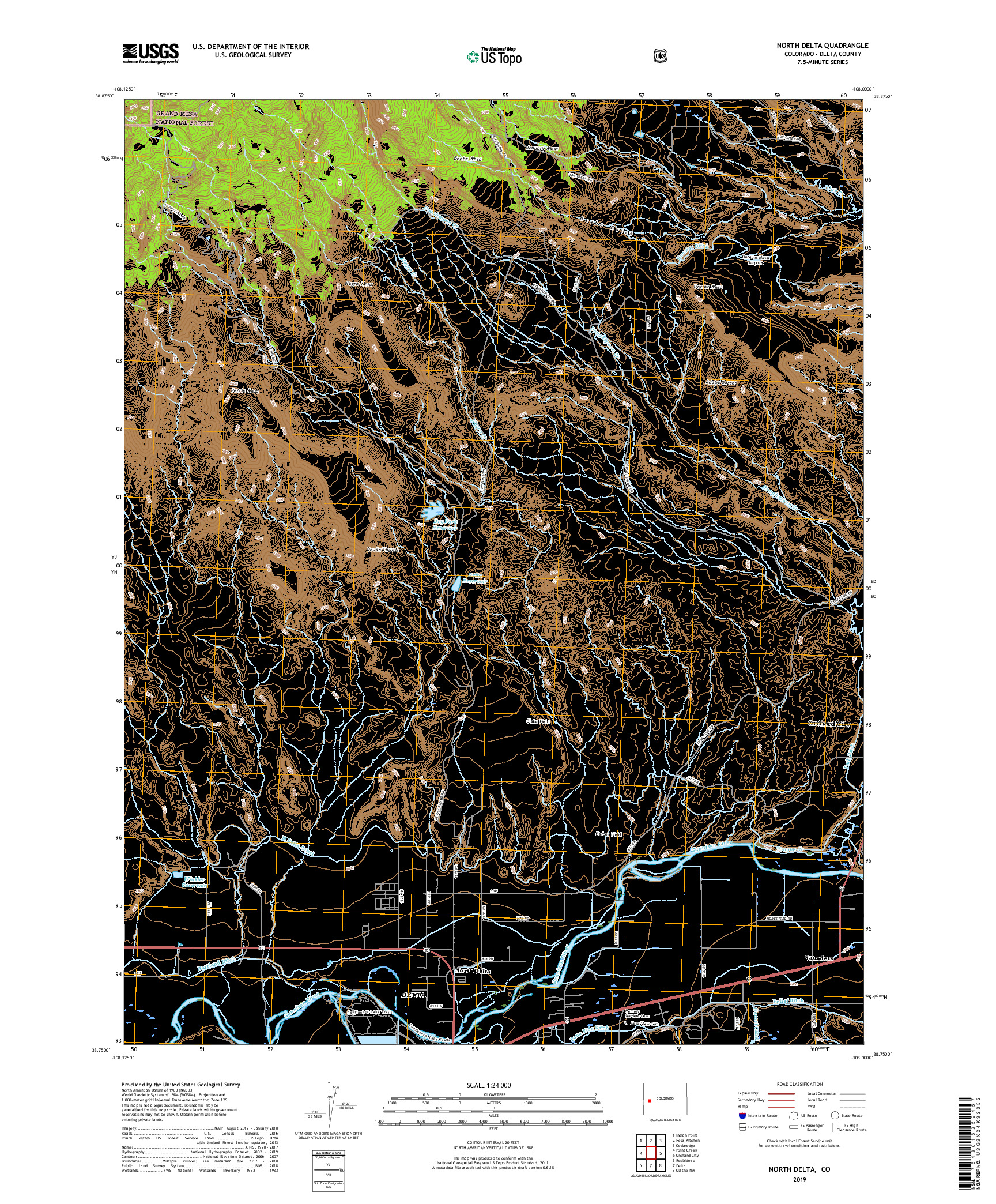 USGS US TOPO 7.5-MINUTE MAP FOR NORTH DELTA, CO 2019