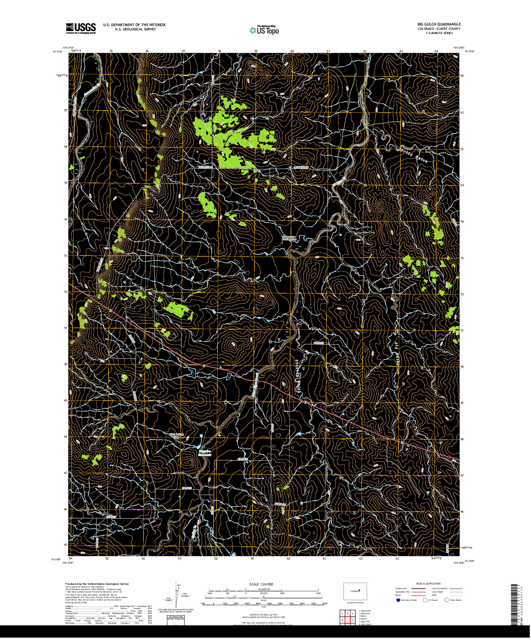 USGS US TOPO 7.5-MINUTE MAP FOR BIG GULCH, CO 2019