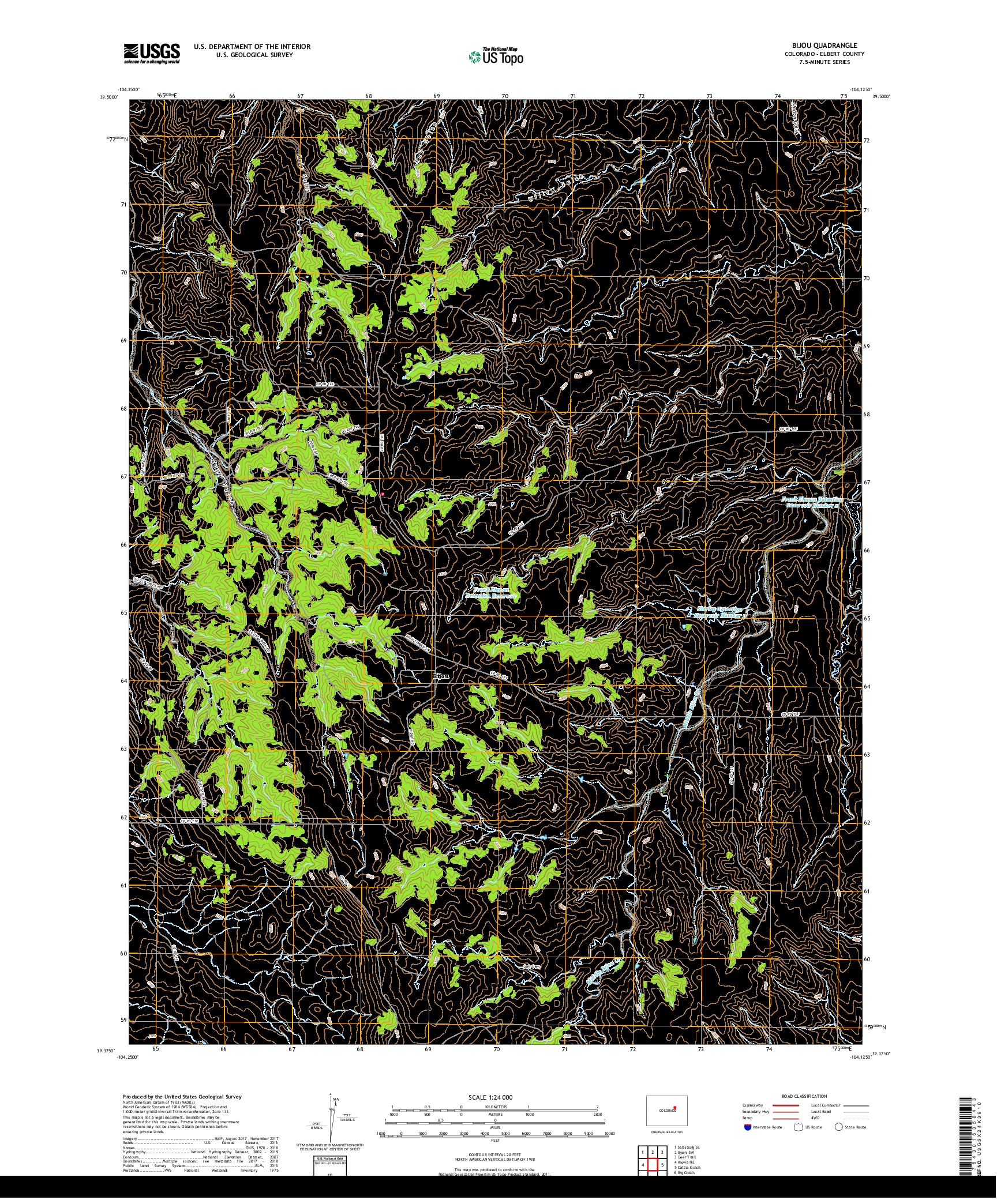 USGS US TOPO 7.5-MINUTE MAP FOR BIJOU, CO 2019