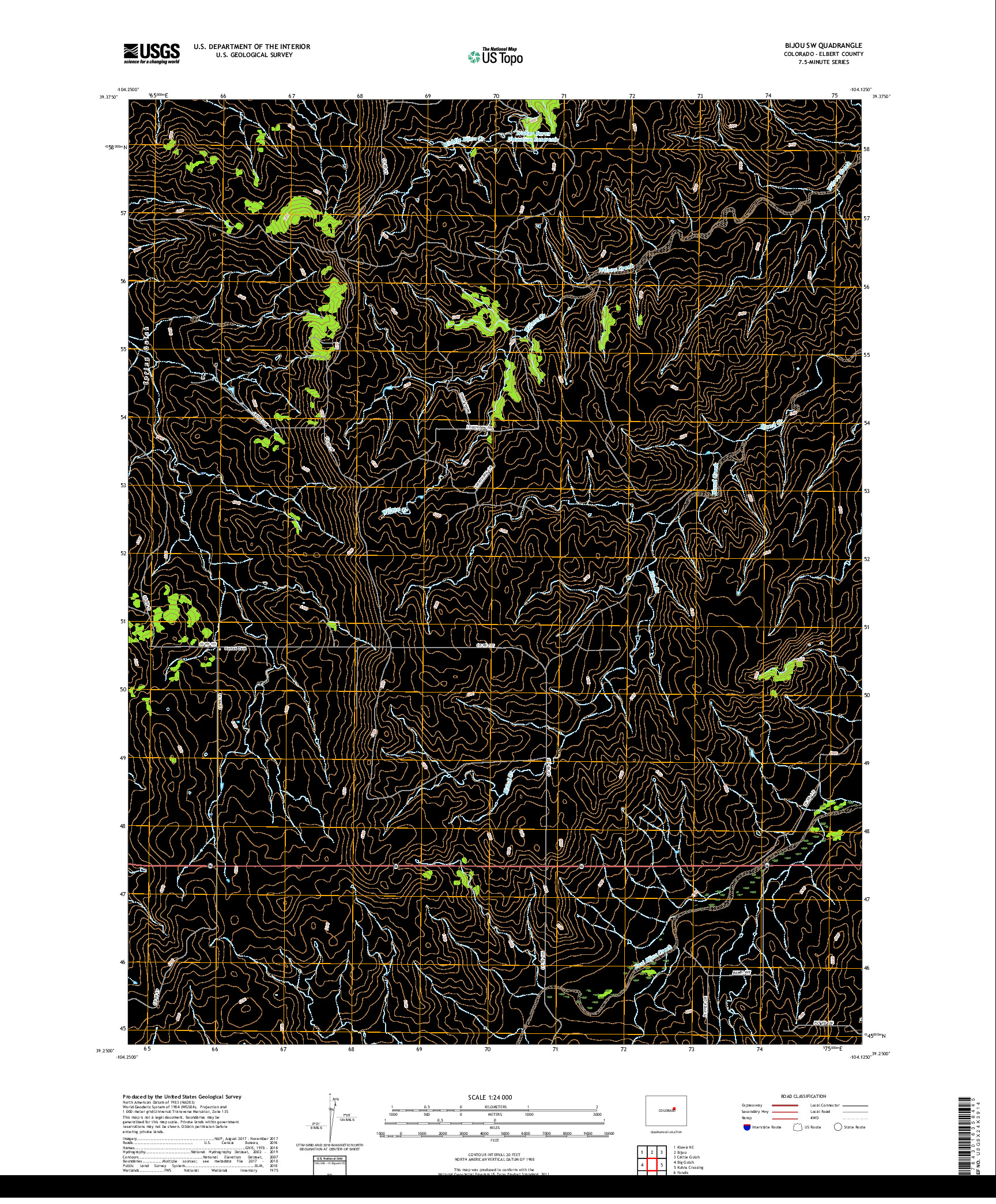 USGS US TOPO 7.5-MINUTE MAP FOR BIJOU SW, CO 2019