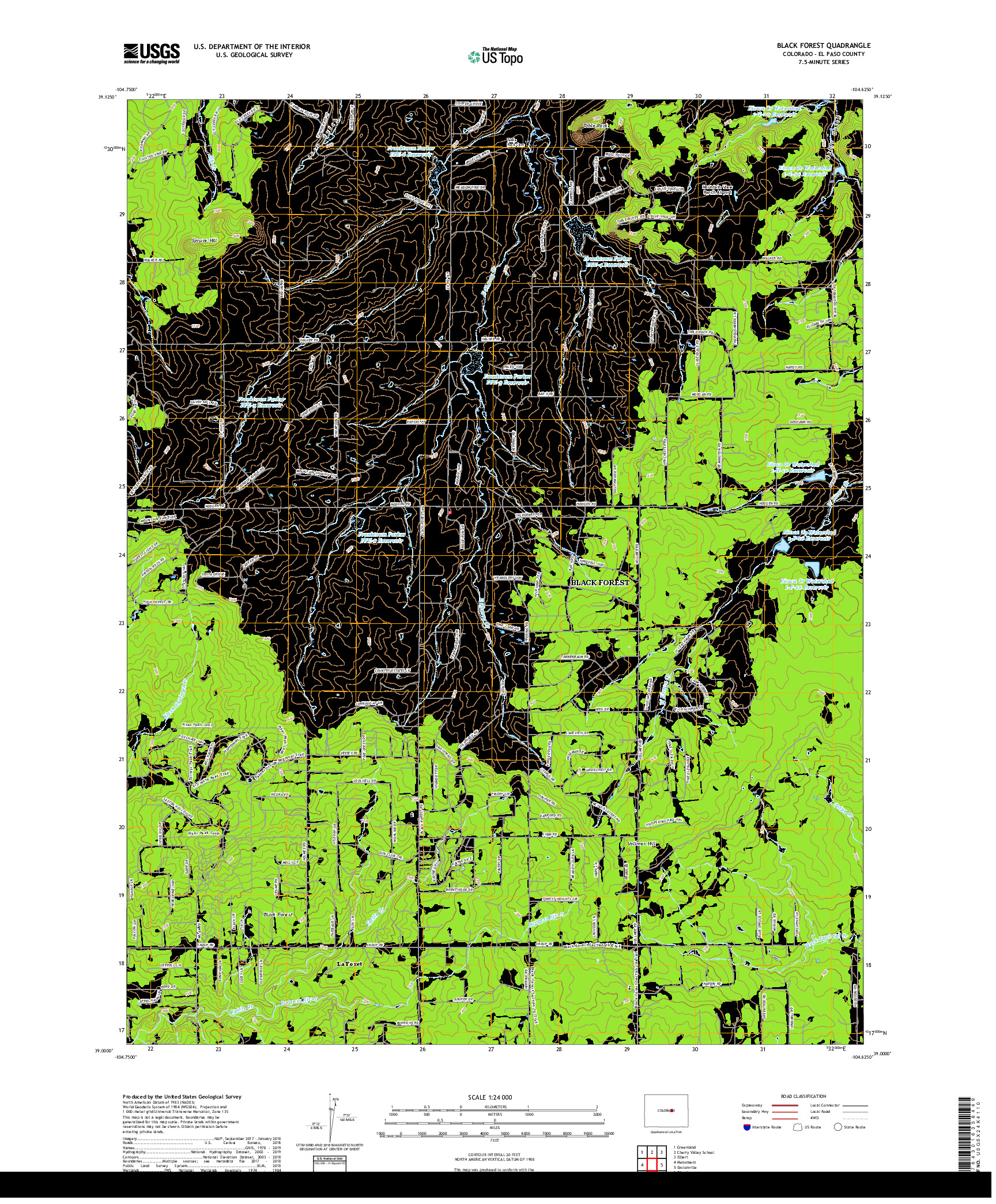 USGS US TOPO 7.5-MINUTE MAP FOR BLACK FOREST, CO 2019