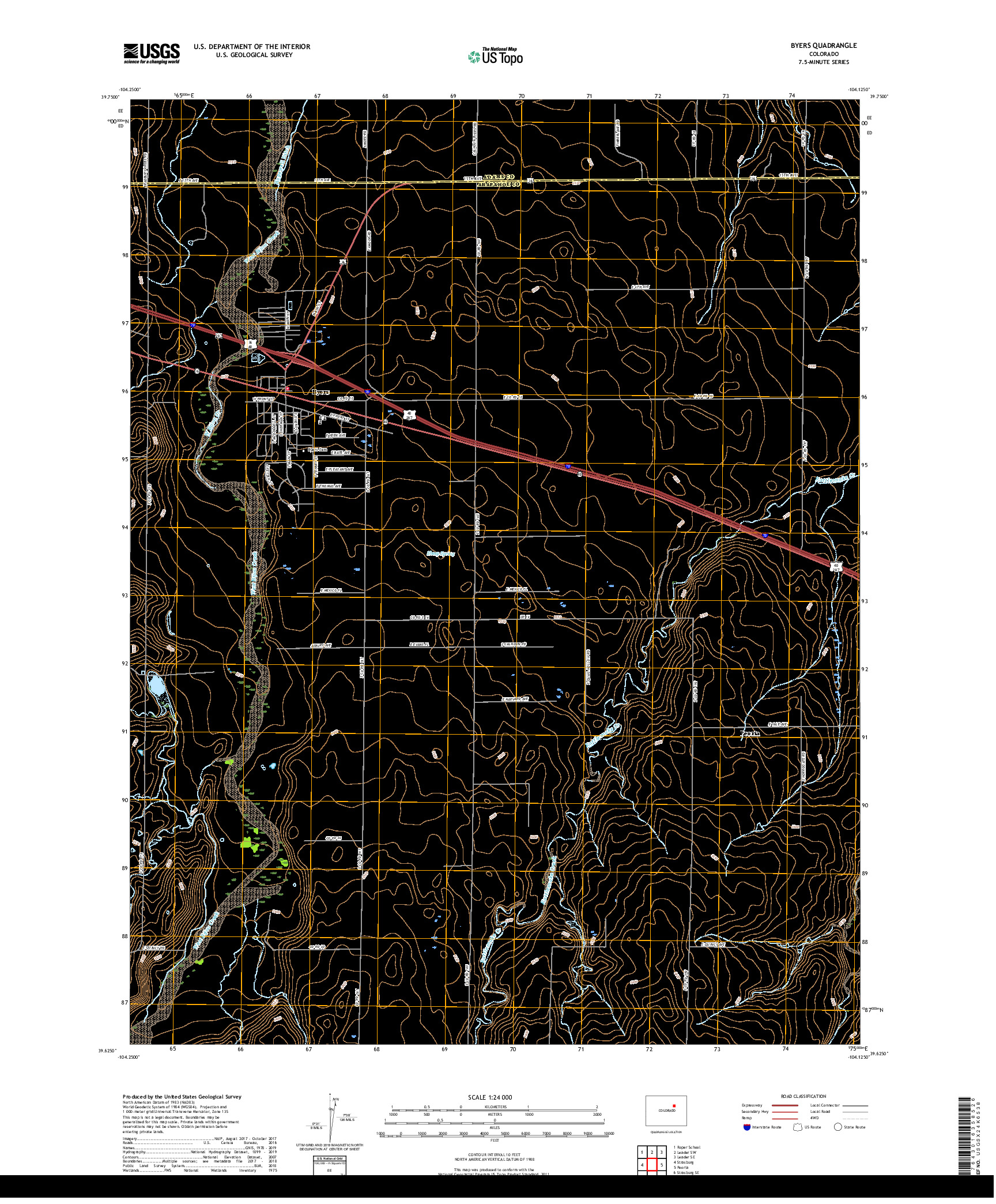 USGS US TOPO 7.5-MINUTE MAP FOR BYERS, CO 2019