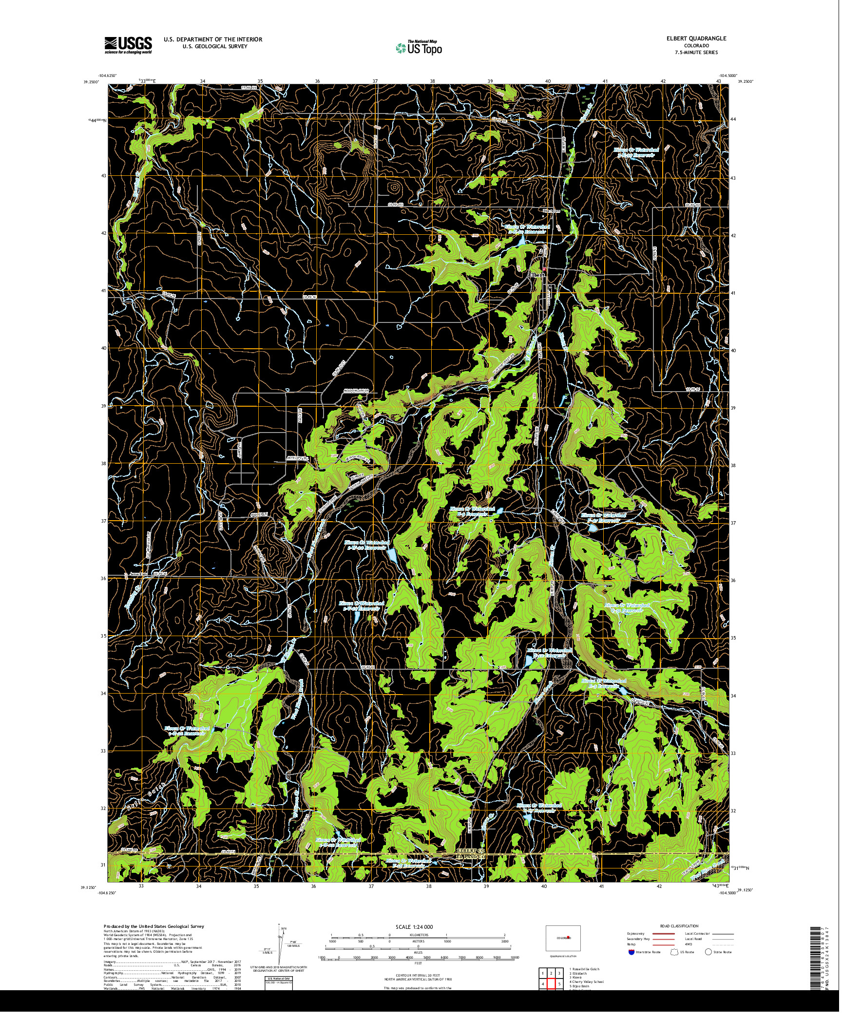 USGS US TOPO 7.5-MINUTE MAP FOR ELBERT, CO 2019