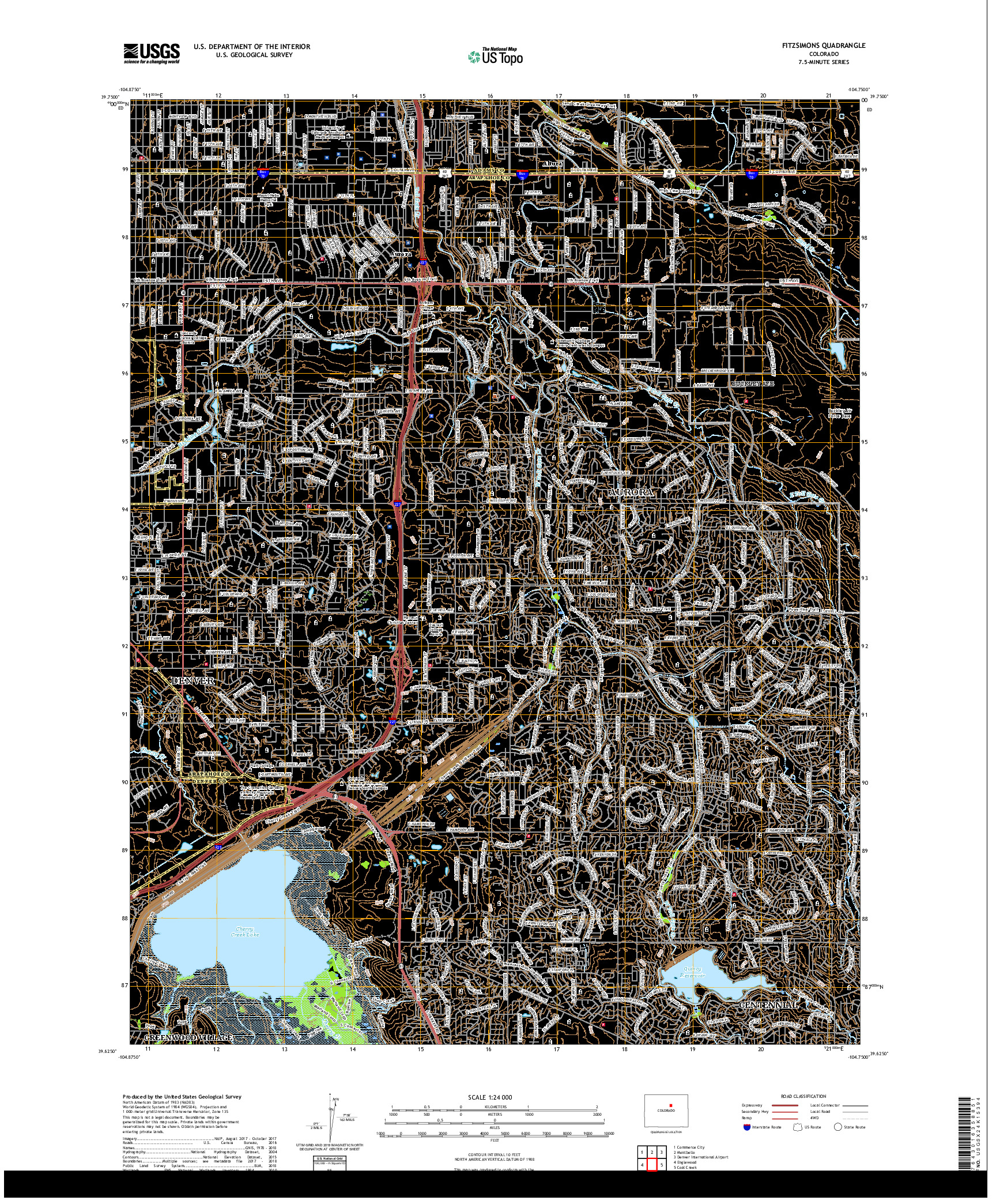 USGS US TOPO 7.5-MINUTE MAP FOR FITZSIMONS, CO 2019