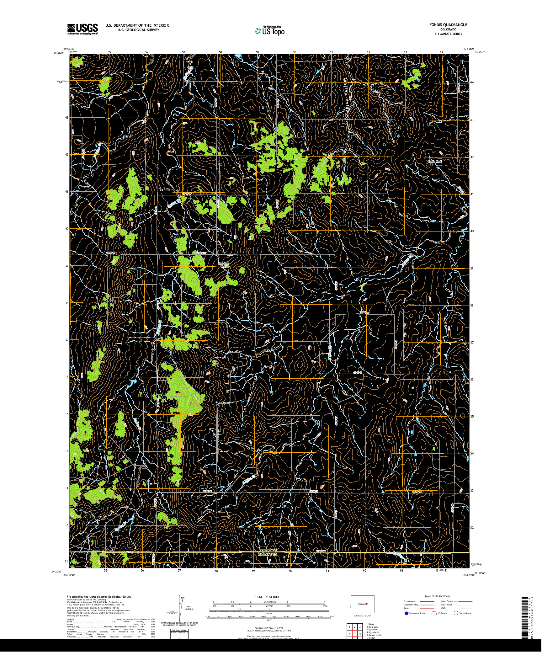 USGS US TOPO 7.5-MINUTE MAP FOR FONDIS, CO 2019
