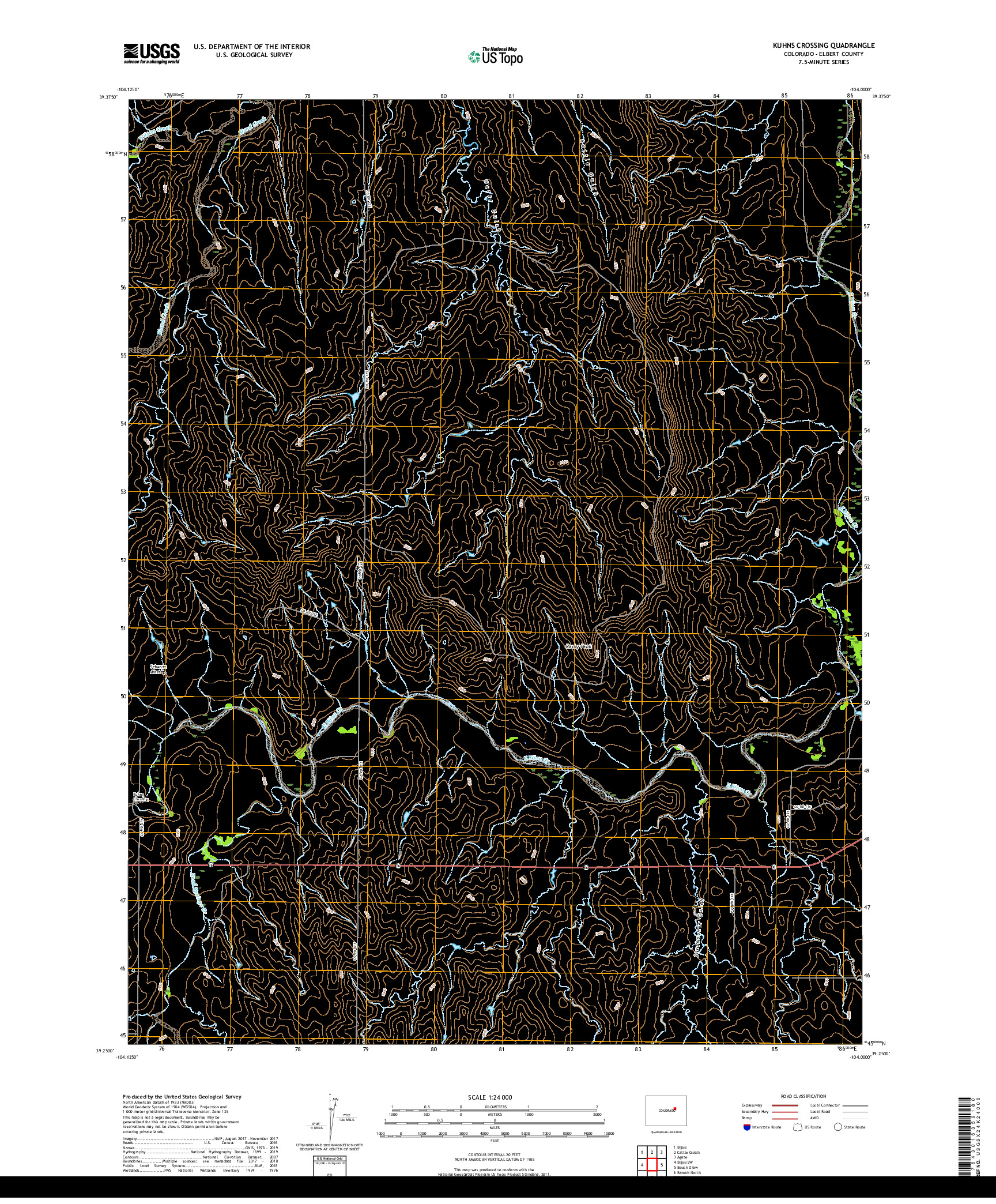 USGS US TOPO 7.5-MINUTE MAP FOR KUHNS CROSSING, CO 2019