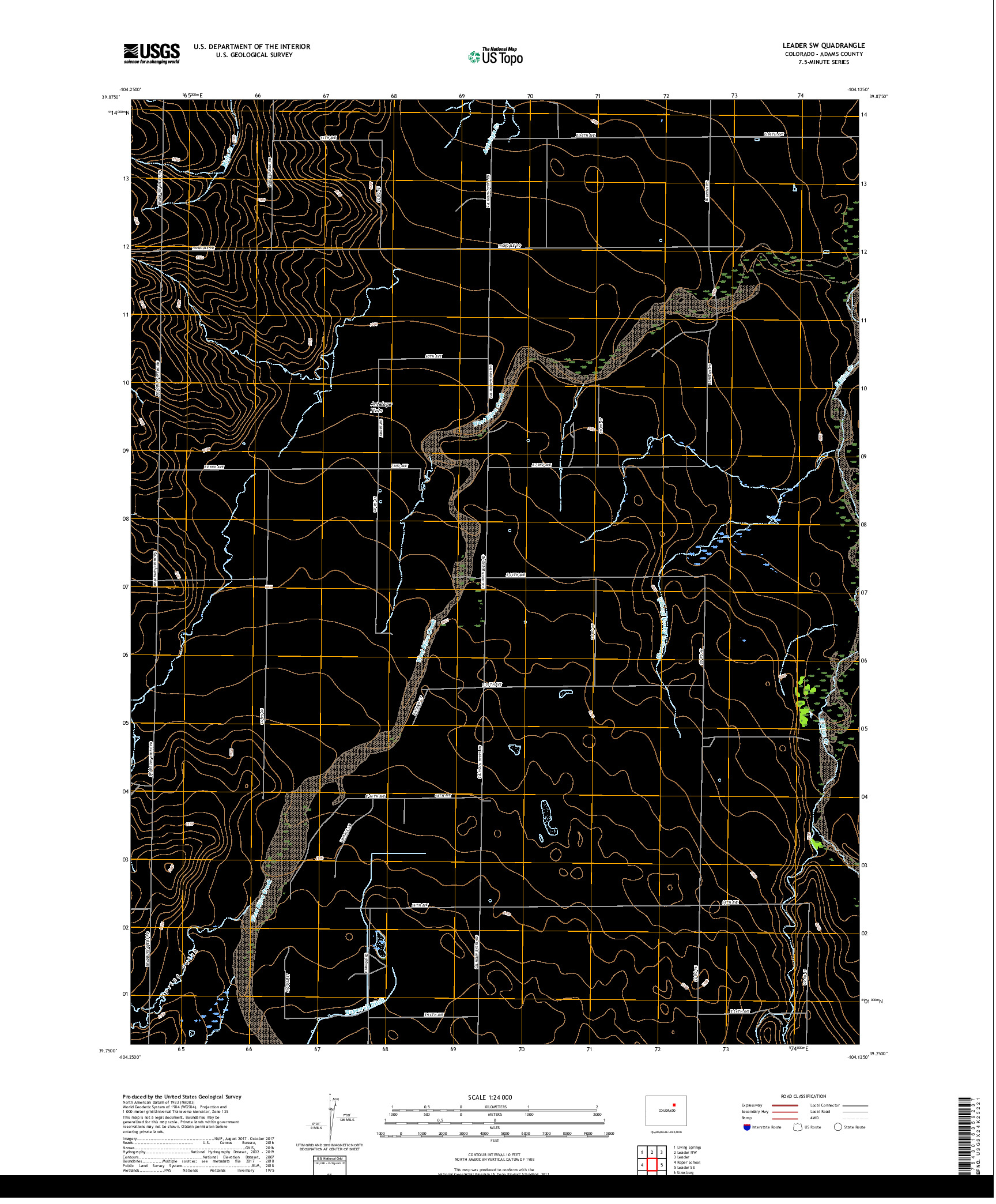 USGS US TOPO 7.5-MINUTE MAP FOR LEADER SW, CO 2019