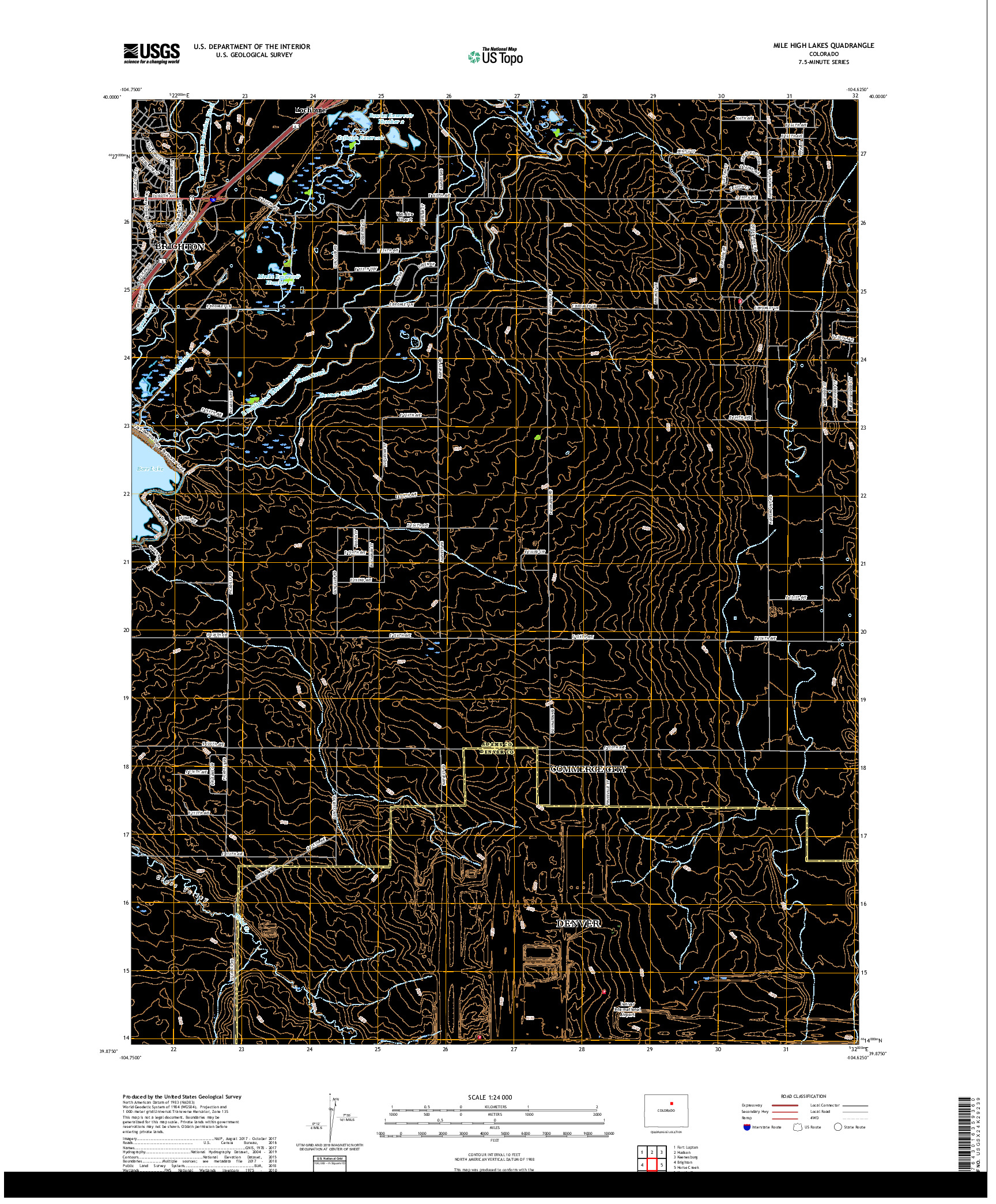 USGS US TOPO 7.5-MINUTE MAP FOR MILE HIGH LAKES, CO 2019