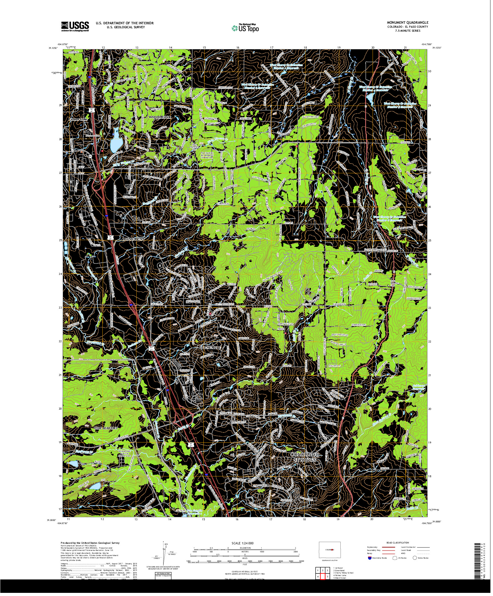 USGS US TOPO 7.5-MINUTE MAP FOR MONUMENT, CO 2019