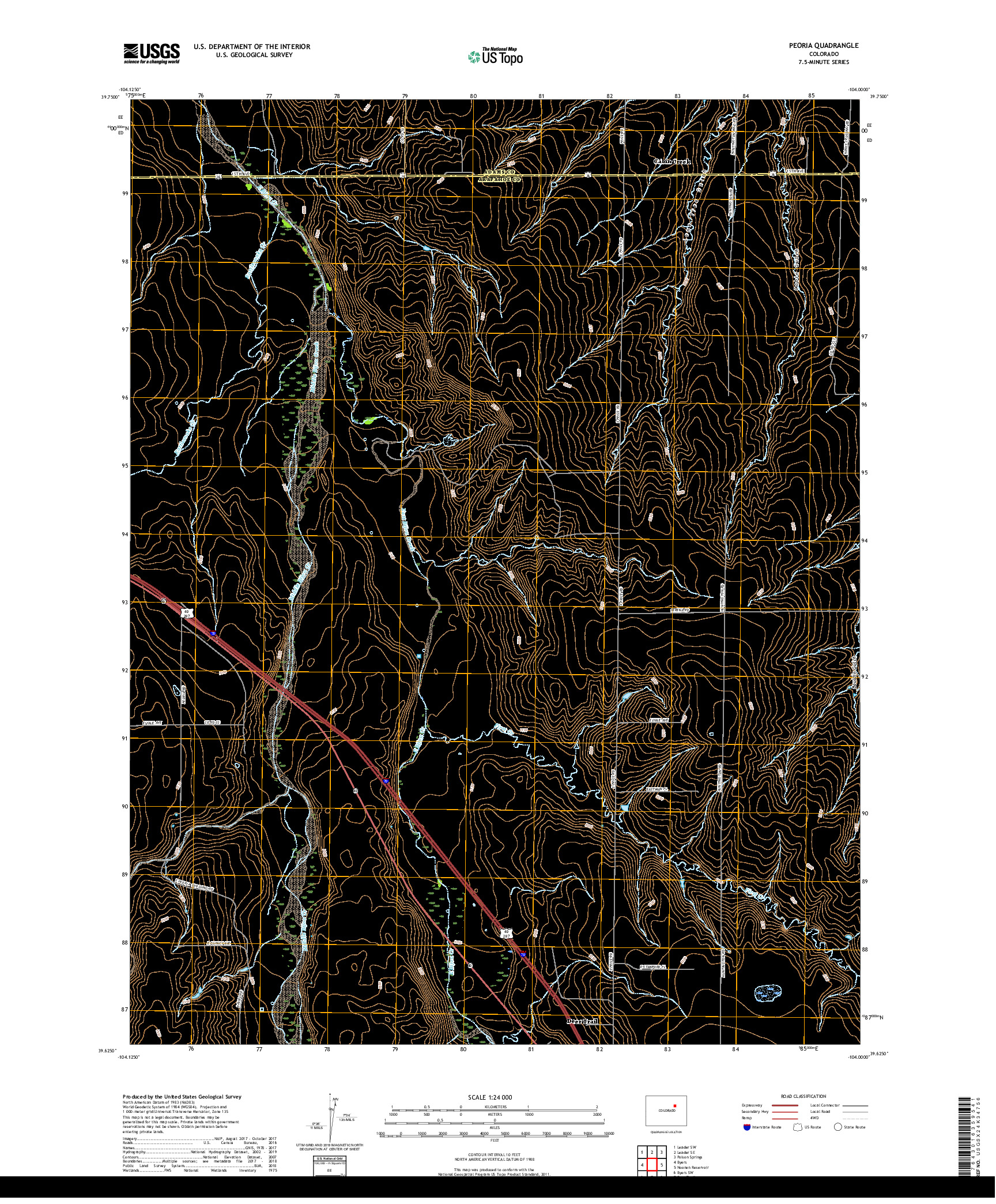 USGS US TOPO 7.5-MINUTE MAP FOR PEORIA, CO 2019
