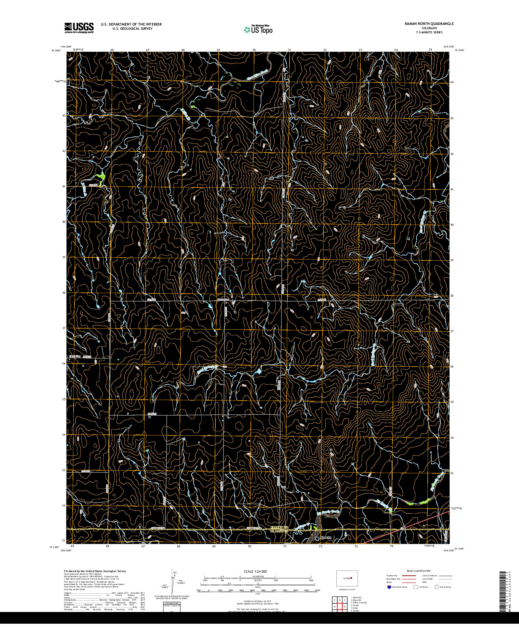 USGS US TOPO 7.5-MINUTE MAP FOR RAMAH NORTH, CO 2019