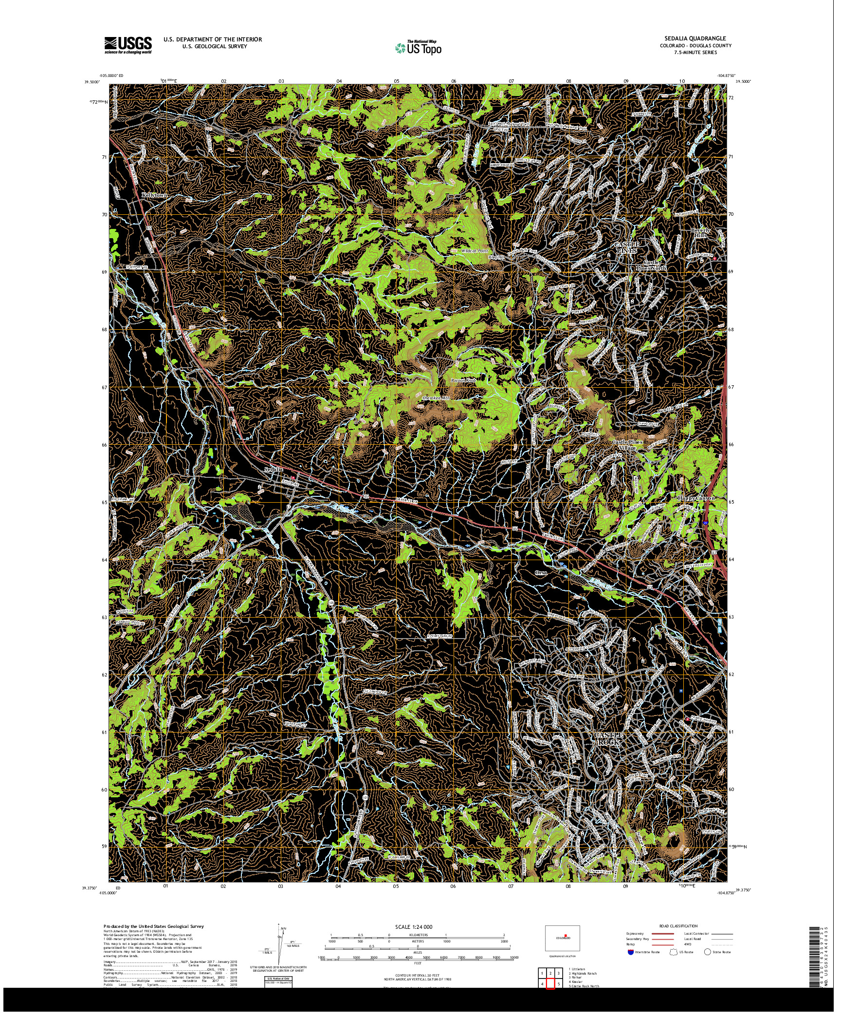 USGS US TOPO 7.5-MINUTE MAP FOR SEDALIA, CO 2019