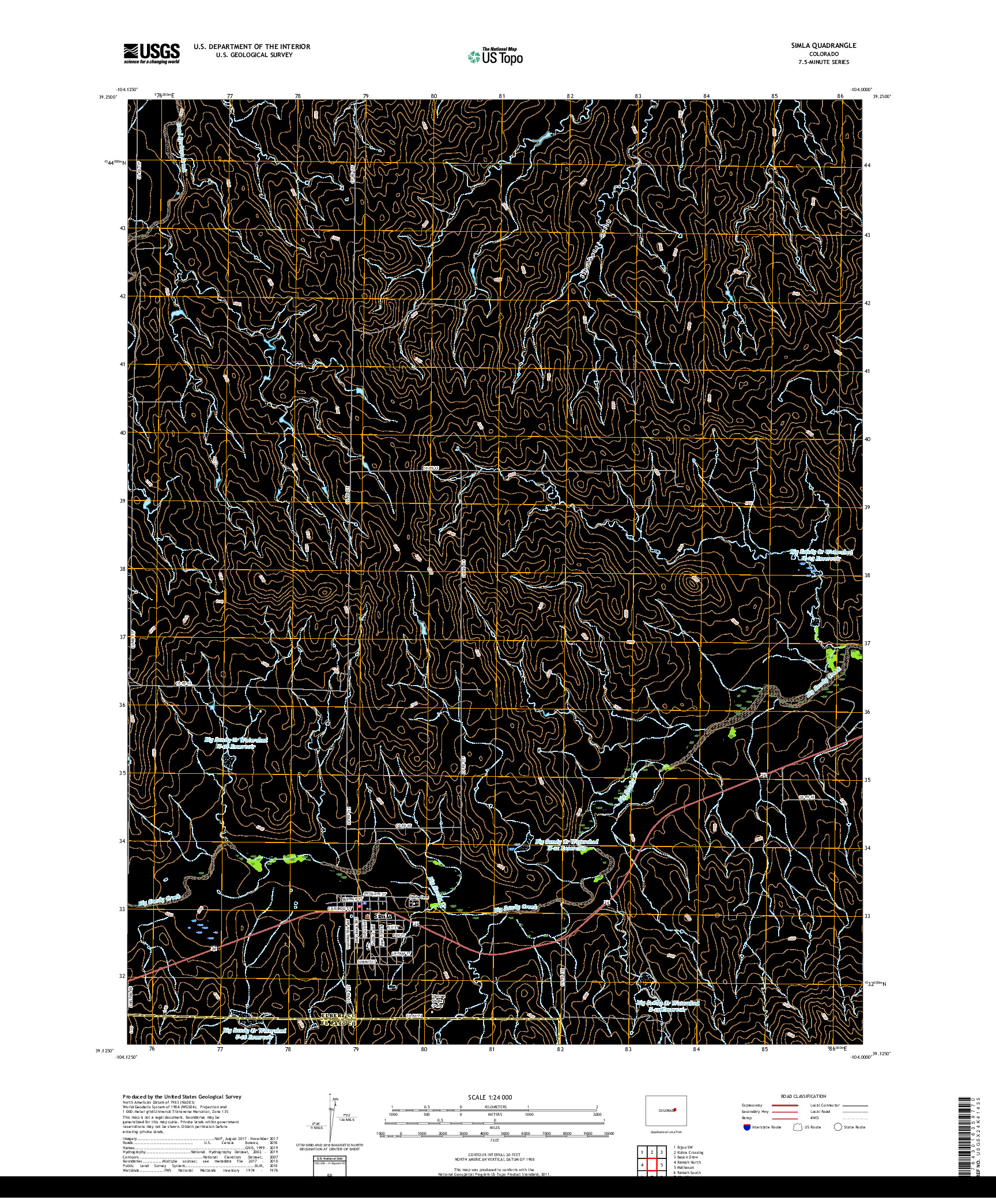 USGS US TOPO 7.5-MINUTE MAP FOR SIMLA, CO 2019