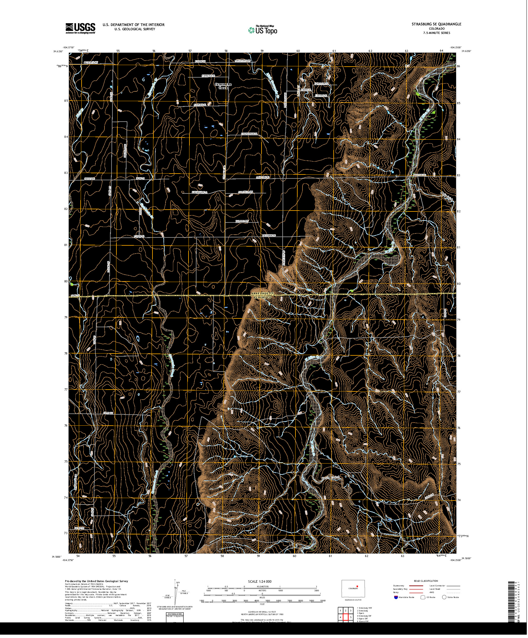 USGS US TOPO 7.5-MINUTE MAP FOR STRASBURG SE, CO 2019