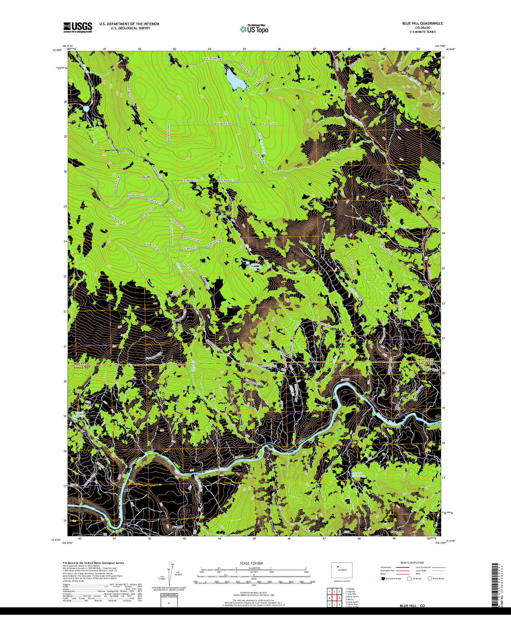 USGS US TOPO 7.5-MINUTE MAP FOR BLUE HILL, CO 2019